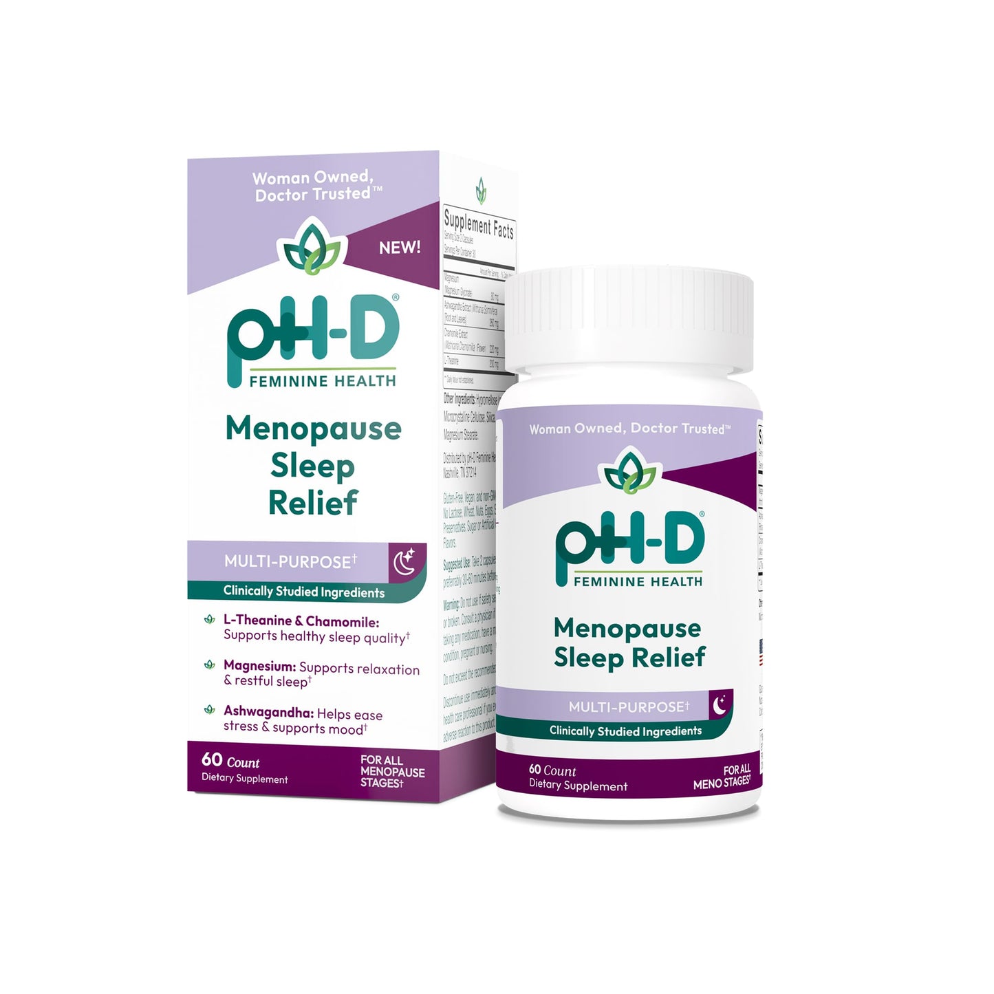 pH-D Feminine Health Support Menopause Sleep Relief Supplement 60 Capsules