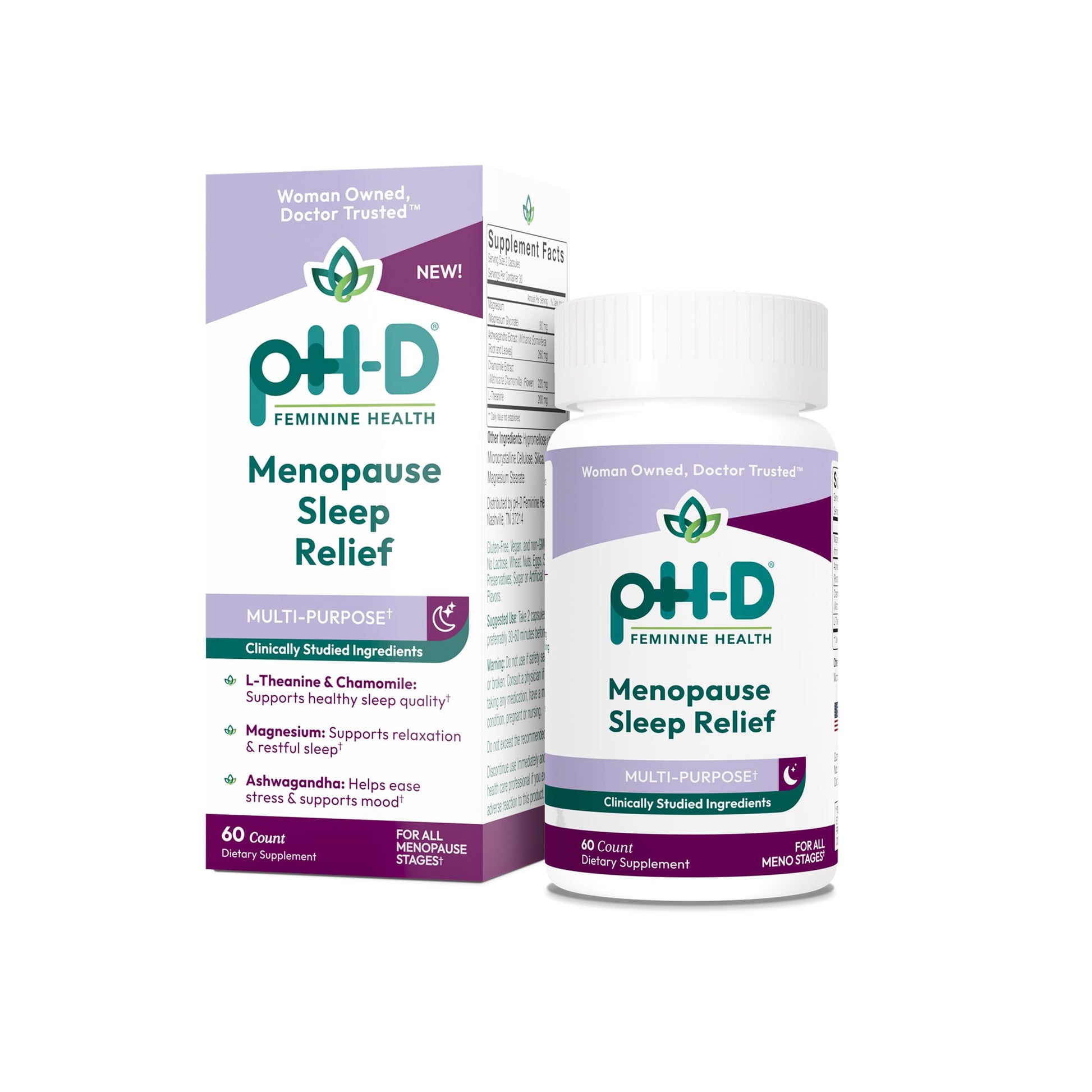 pH-D Feminine Health Support Menopause Sleep Relief Supplement 60 Capsules