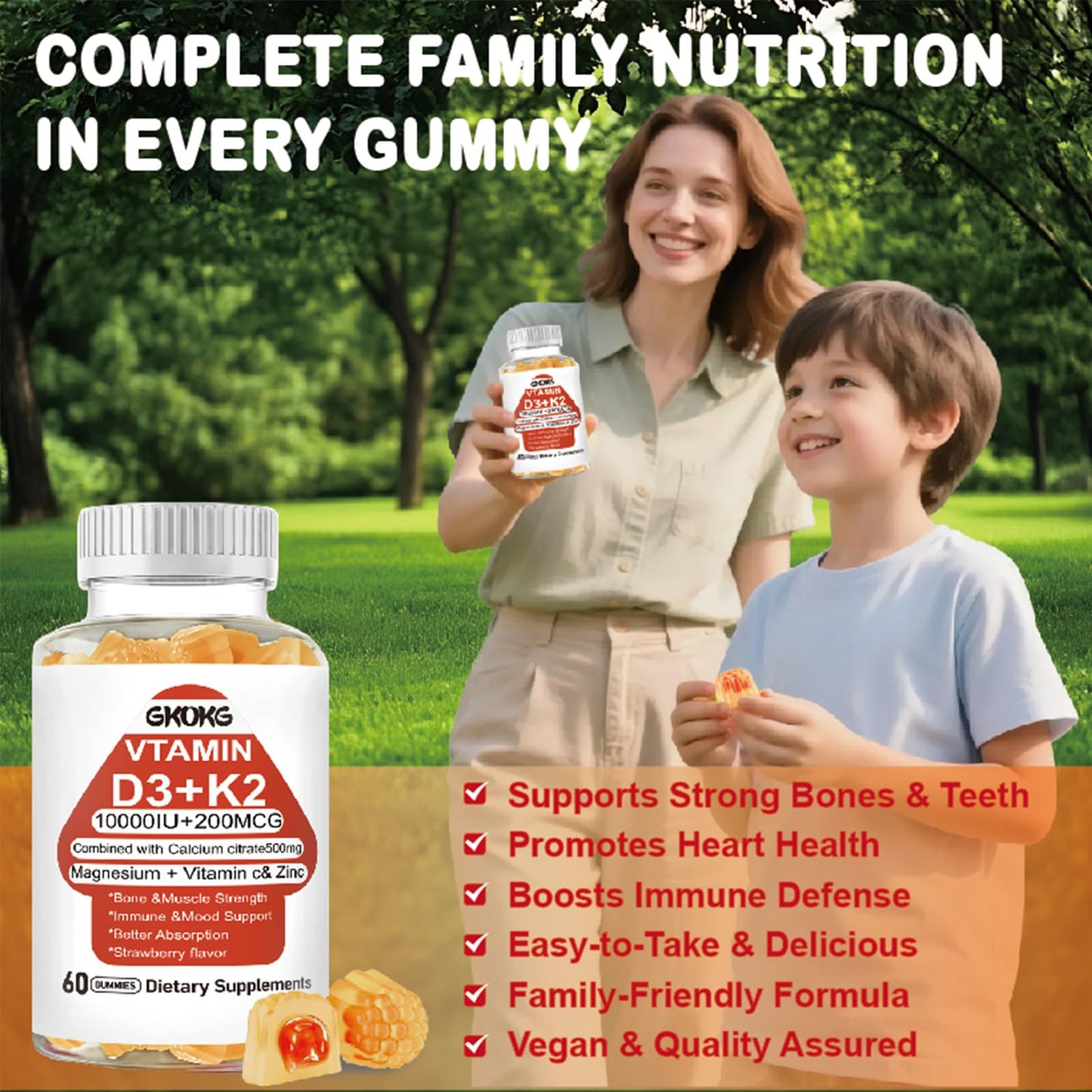 GKOKG Vitamin D3 K2 (MK7 200mcg) Softgels 60