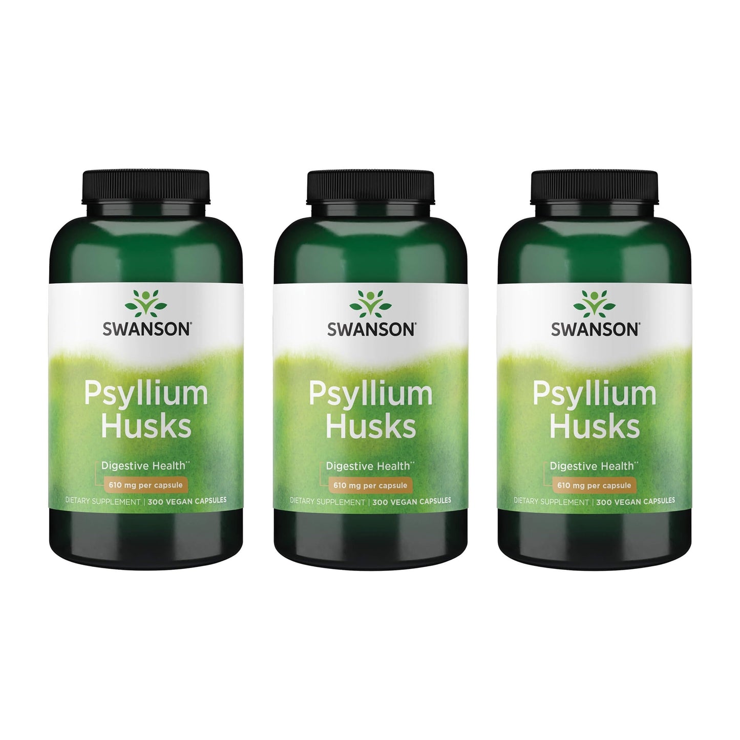 Swanson Psyllium Husk Dietary Fiber Supplement 610 mg Vegan Capsules 900