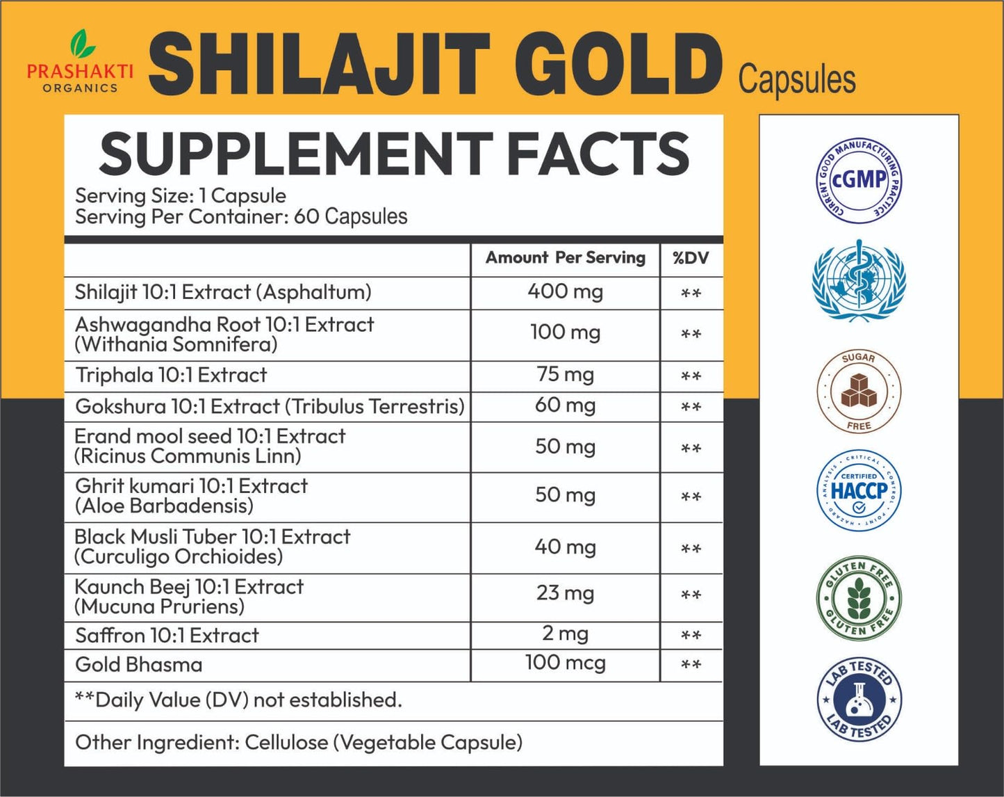 PARASHAKTI Shilajit Pure Himalayan Organic Capsules, 60 Count