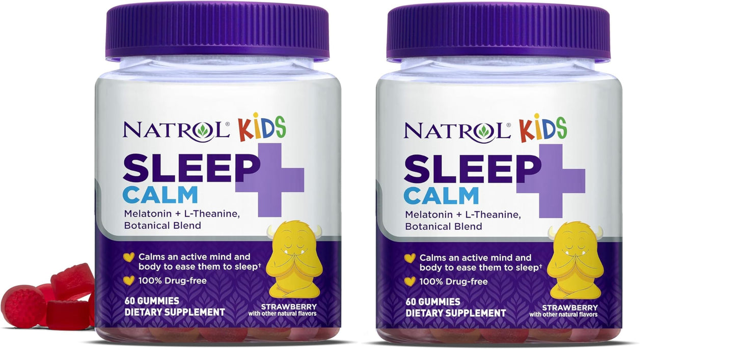 Natrol Kids Sleep+ Calm Melatonin and L-Theanine Sleep Aid Gummies, Botanical Blends, 120 Gummies