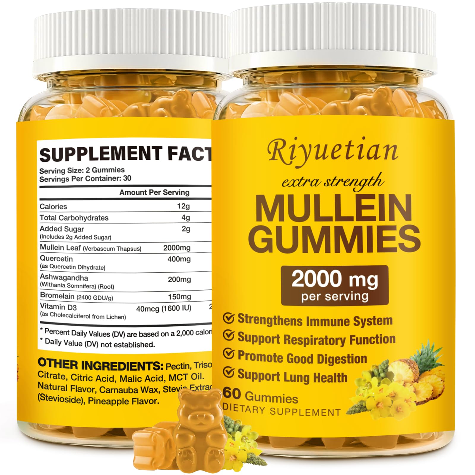Riyuetian Mullein Gummies, 60 Gummies