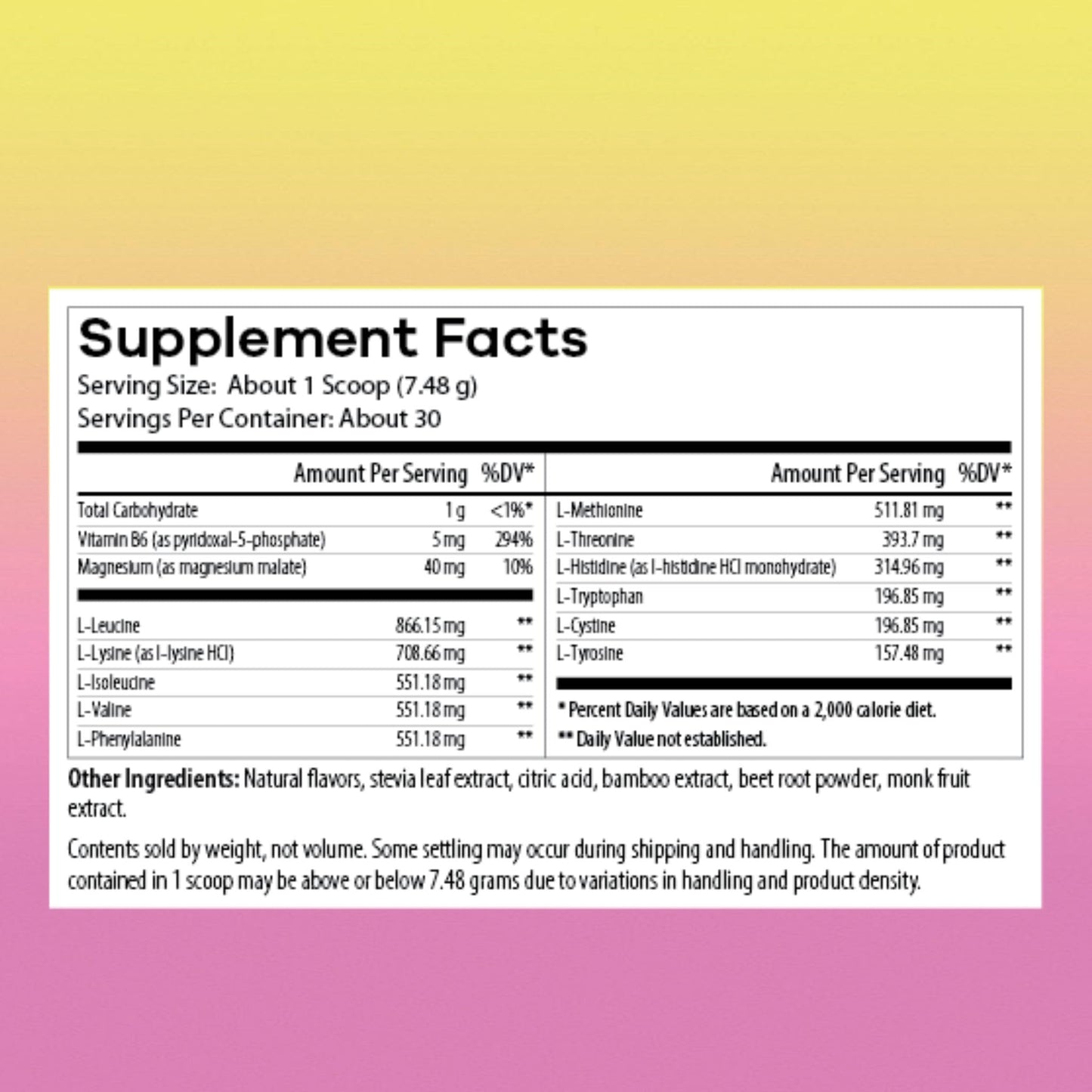 PiKL Nutrition, LLC Essential Aminos BCAA + EAA Powder Berry Lemonade Flavor, 7.95 oz