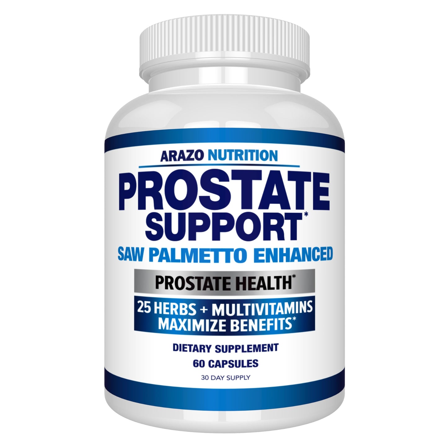 Arazo Nutrition Prostate Supplement Saw Palmetto + 25 Herbs Capsules 60 Count