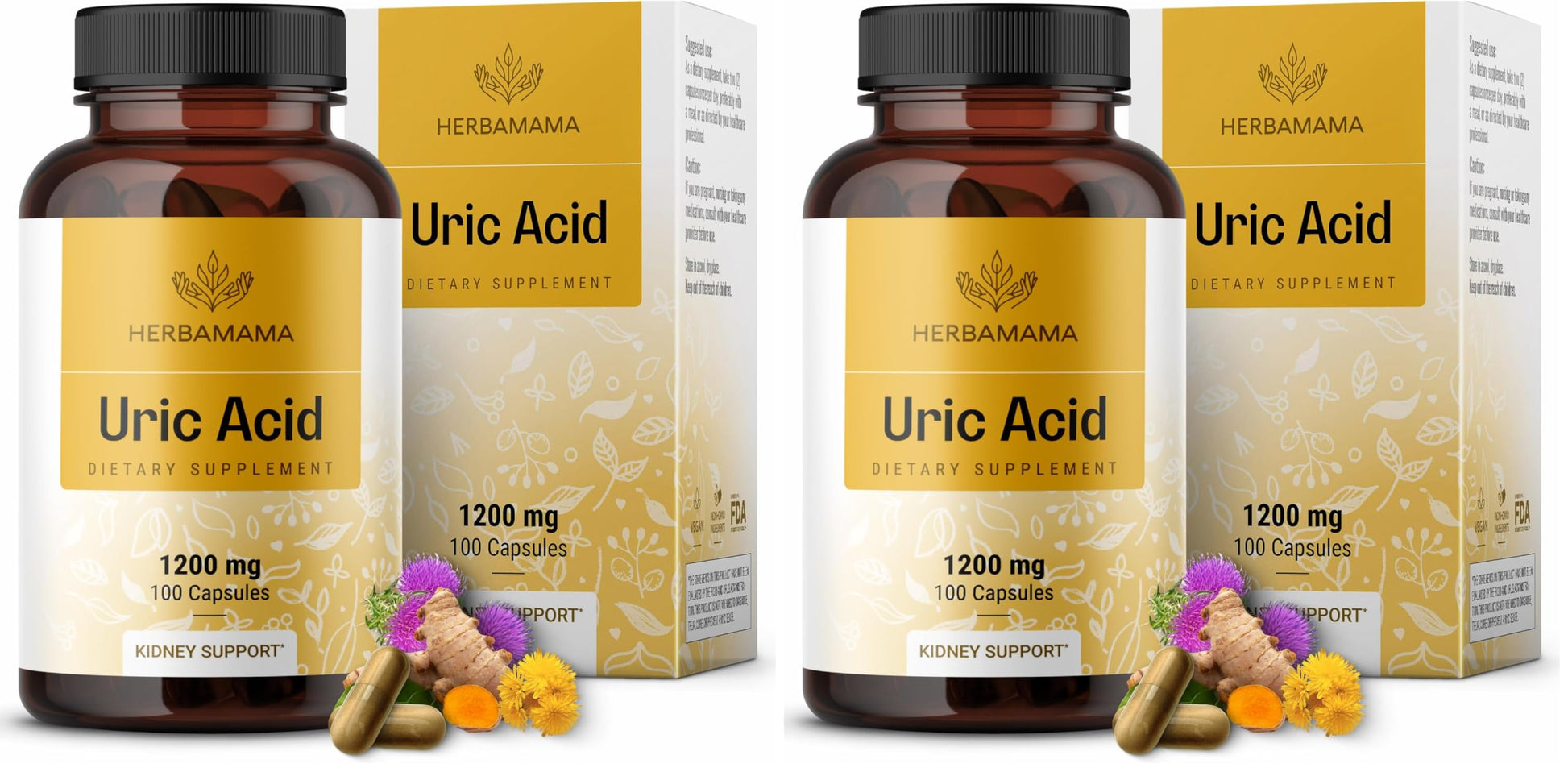 HERBAMAMA Uric Acid Cleanse Capsules 200 Count