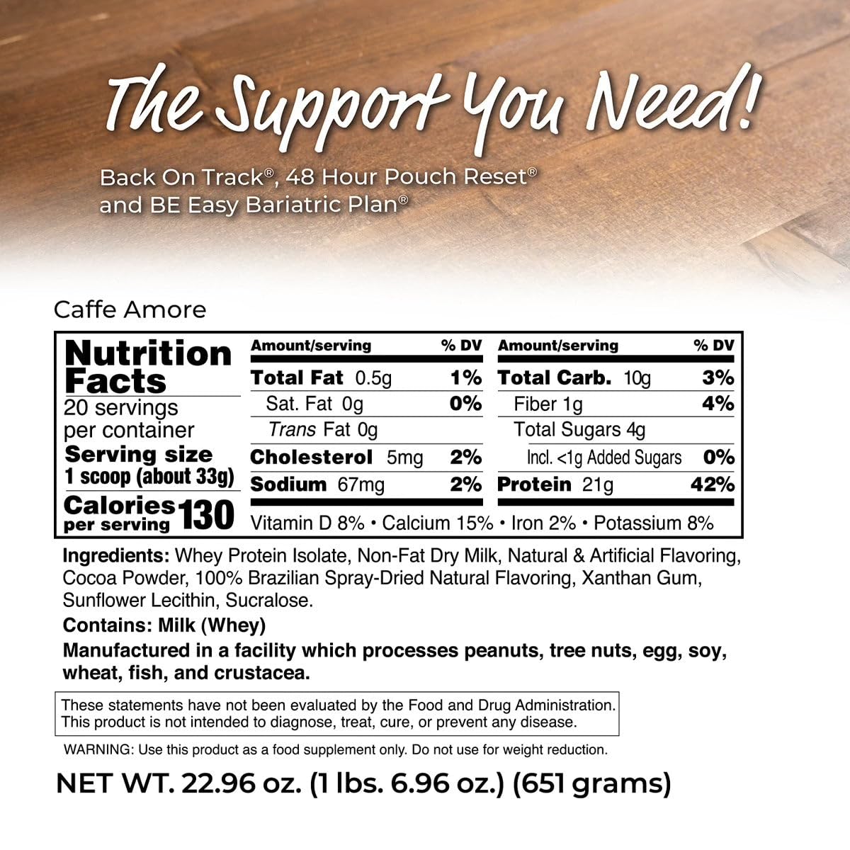 Bariatric Eating Inspire Cafe Amore Mocha Sugar-Free 21g Whey Protein Isolate Powder, 20 Servings