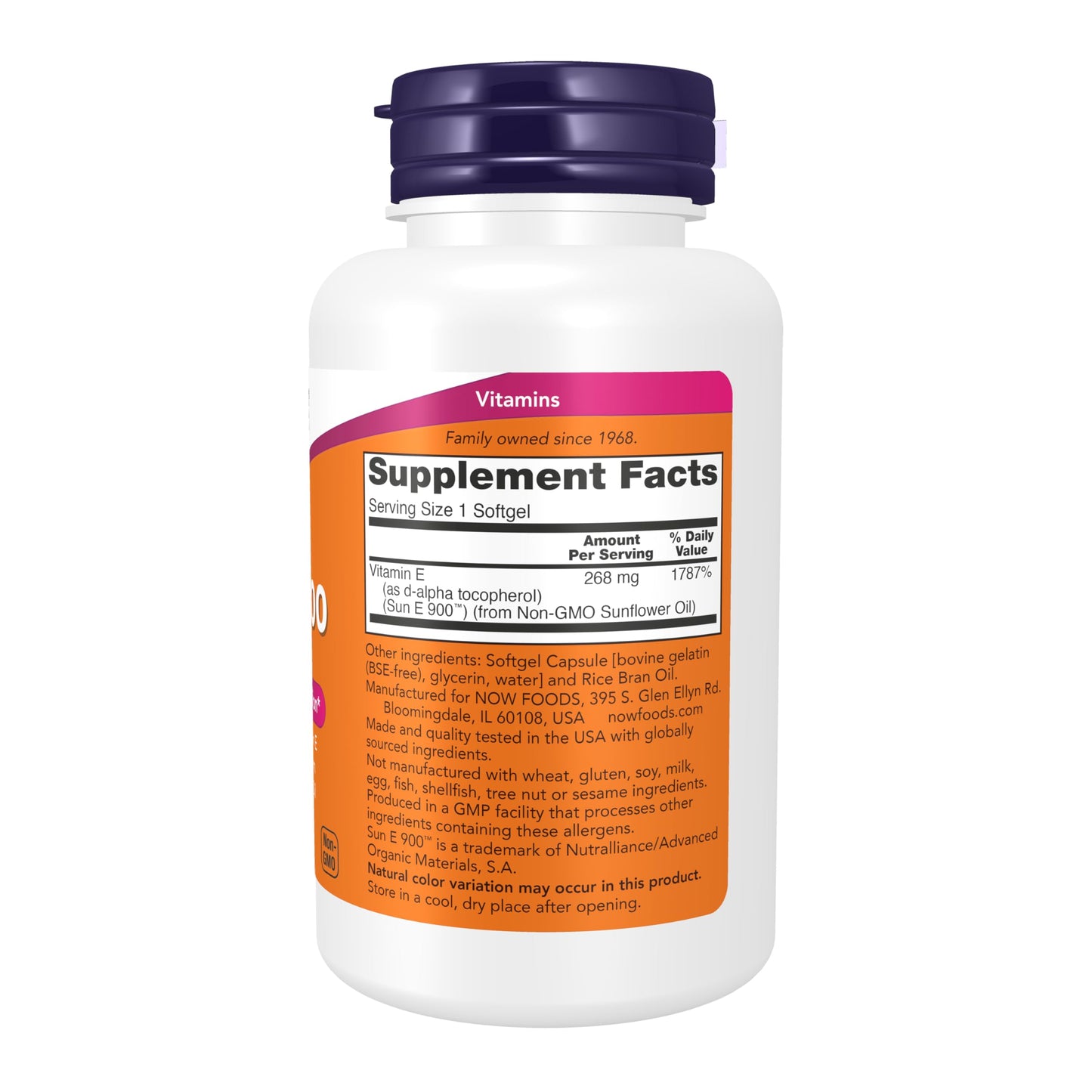 NOW Foods Sun-E 400 IU with d-alpha Tocopherol from Non-GMO Sunflower Oil Softgels 120