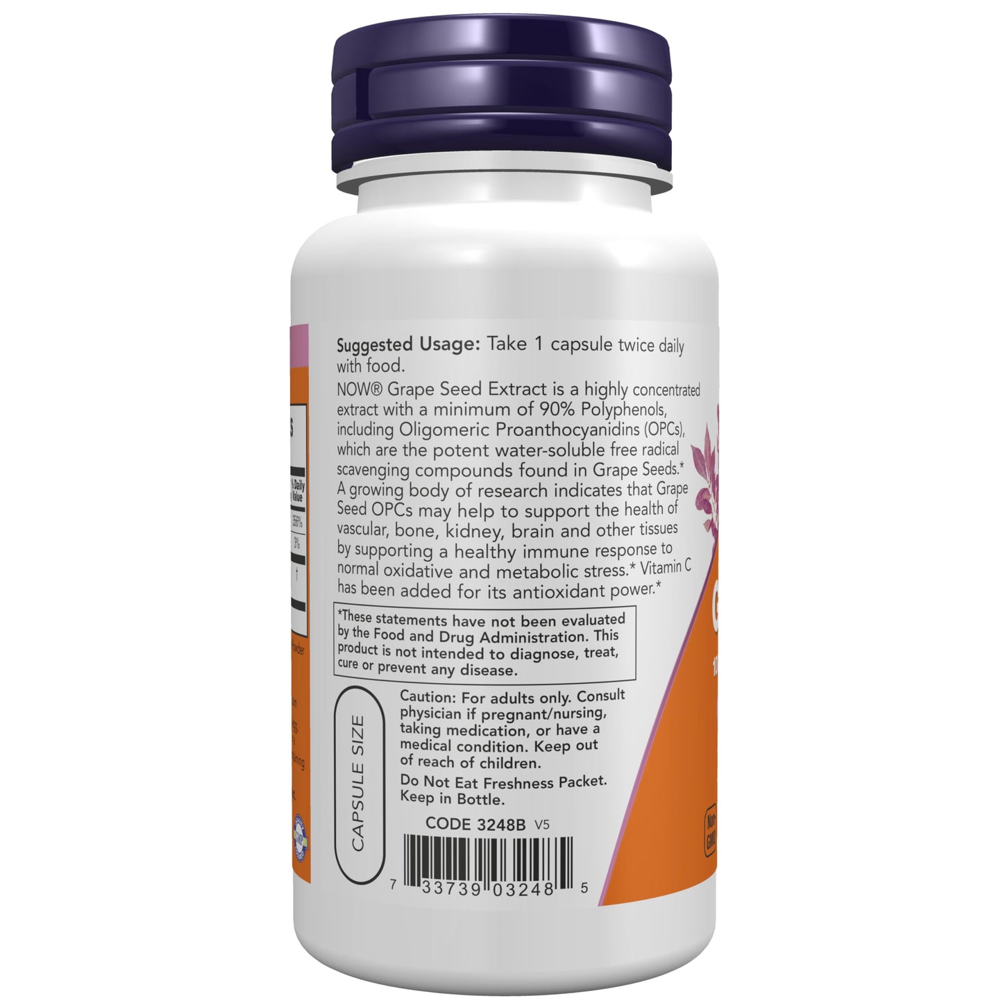 NOW Foods Grape Seed Extract 100 mg Capsules, 100 Count