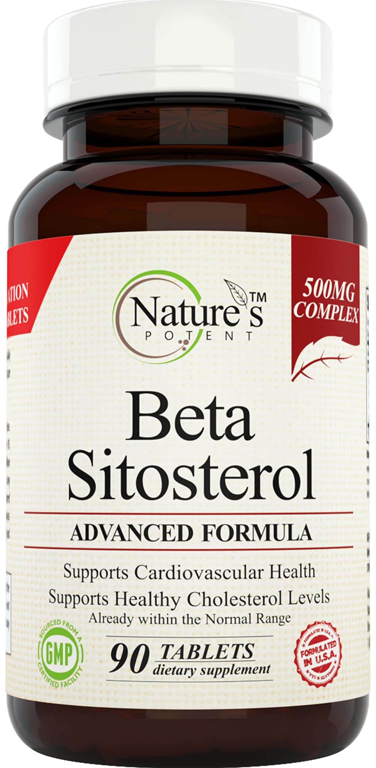 Nature's Potent Beta Sitosterol 500 mg Capsules, 90 Count
