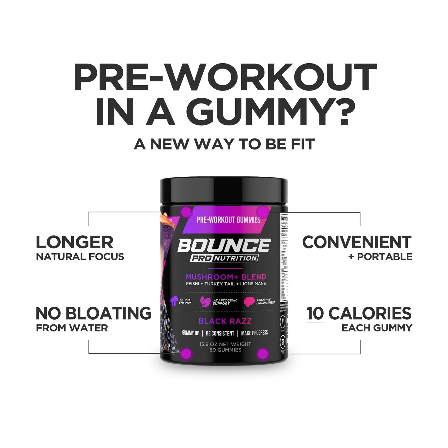 Bounce Pro Pre Workout Gummies 70 Count