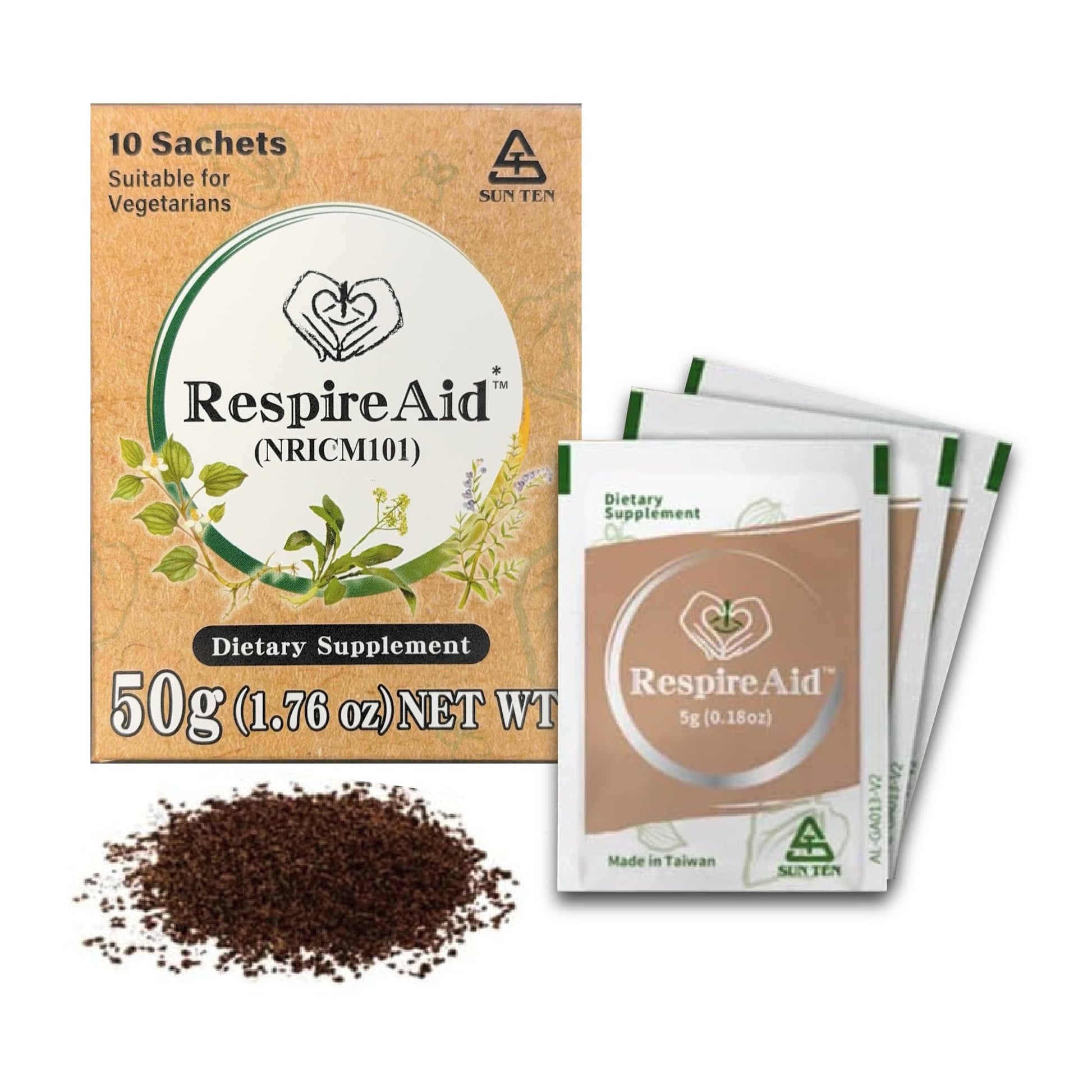 Sun Ten RespireAid™ All-Natural Lung Cleanse & Detox Powder, 10 Sachets