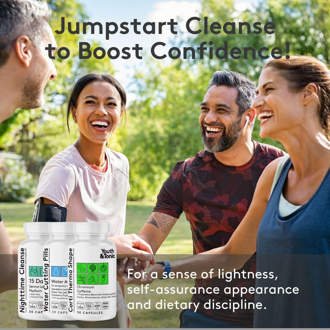 Youth & Tonic Cleanse Weight Loss Pills Women, Men, Detox, Water Retention 90 Capsules