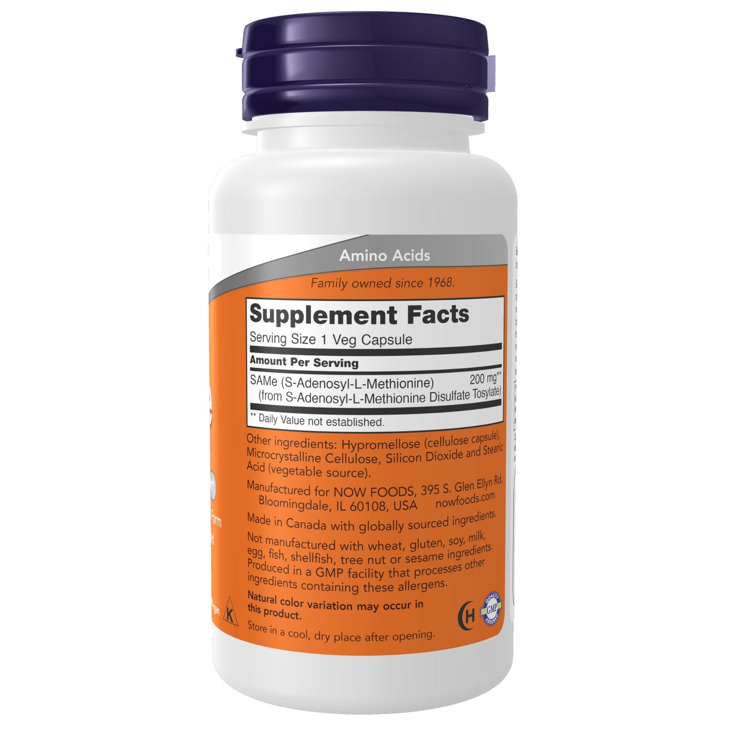 NOW Foods SAMe (S-Adenosyl-L-Methionine) 200 mg Nervous System Support*, 60 Veg Capsules