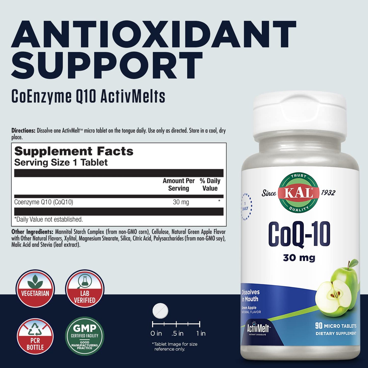 KAL CoQ10 30mg Tablet, 90 Count