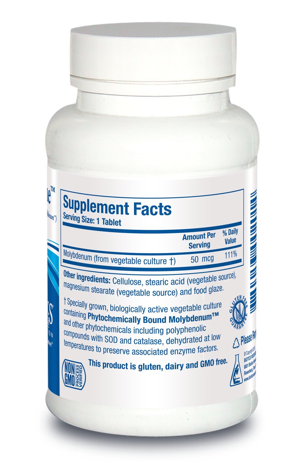 Biotics Research Mo-Zyme Molybdenum 50 mcg Tablet, 100 Tablets