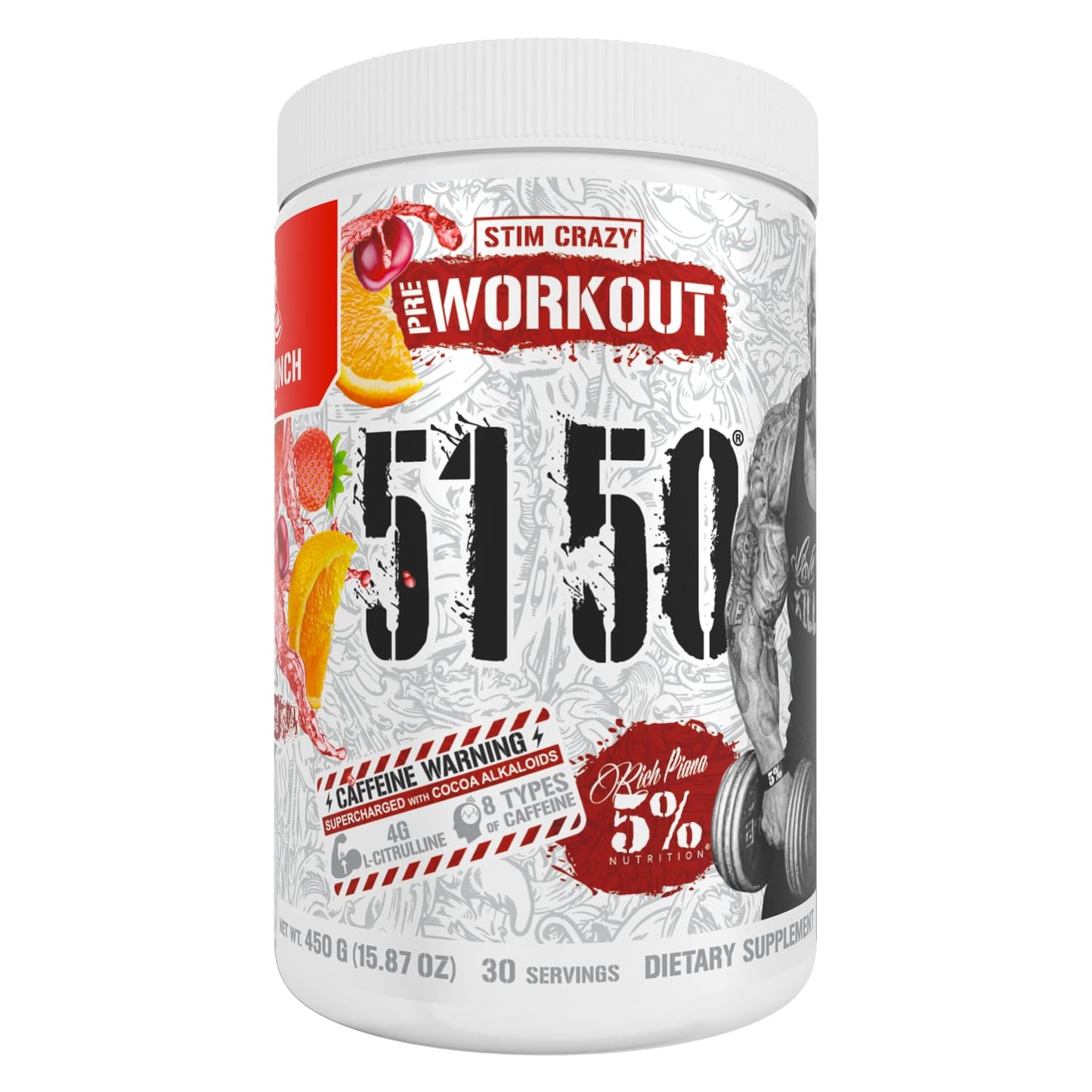 5% Nutrition Rich Piana 5150 High Stim Pre-Workout Powder, 15.87 Ounce