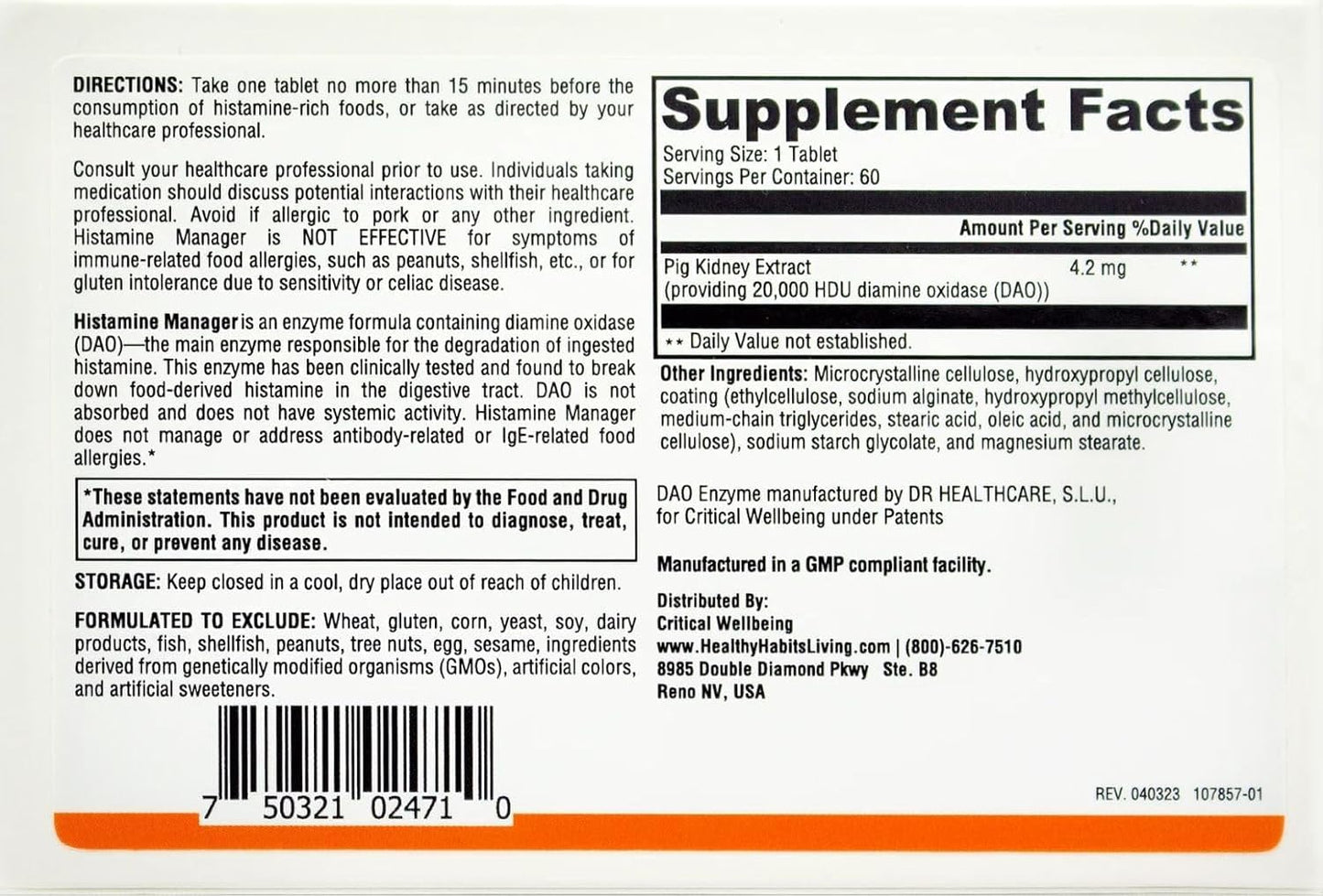 Healthy Habits Living Histamine Manager Tablets 2-Pack