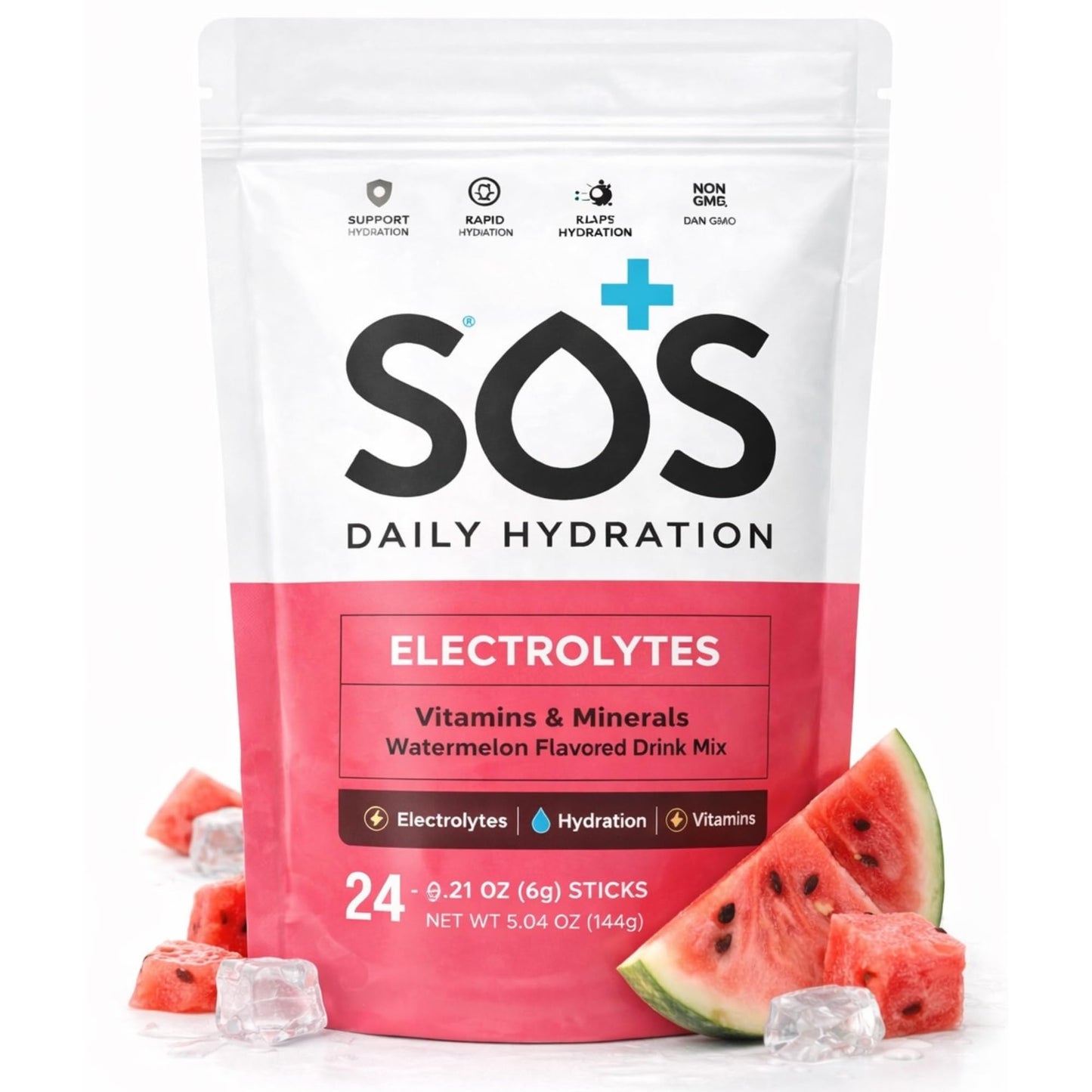 SOS Hydration Electrolyte Powder Packets, 5.5 oz (Pack of 24)