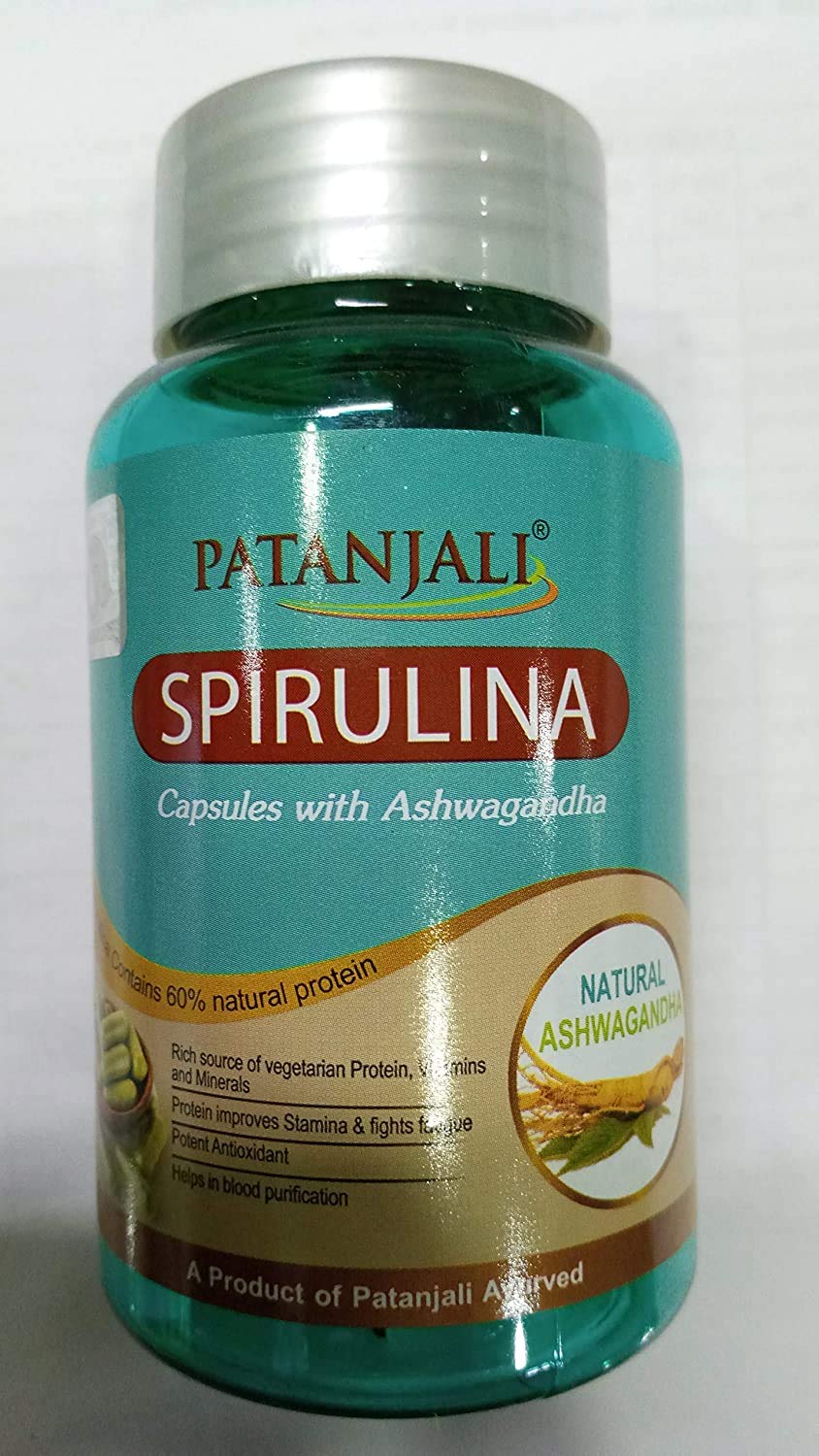 Patanjali Spirulina with Ashwagandha Capsule, Pack of 1
