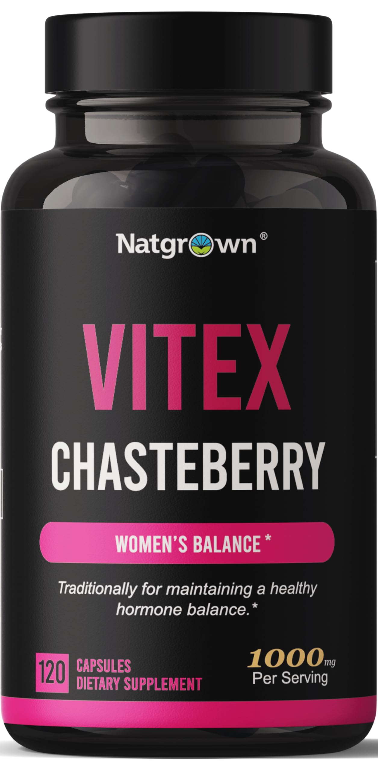 Natgrown Vitex Chasteberry Supplement for Women 1,000 mg Capsules 120 Count