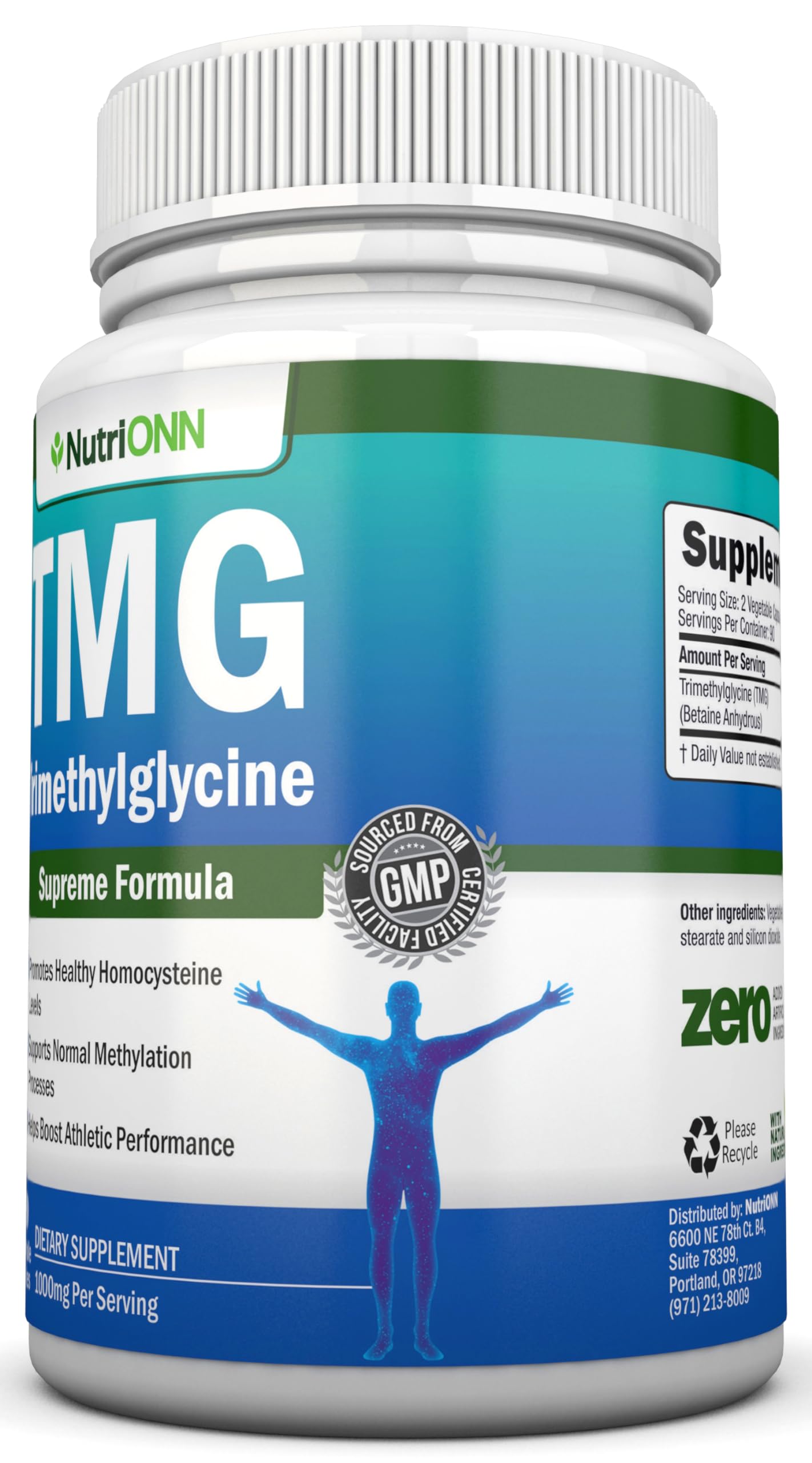 NutriONN TMG Trimethylglycine Supplement Capsule, 180 Capsules