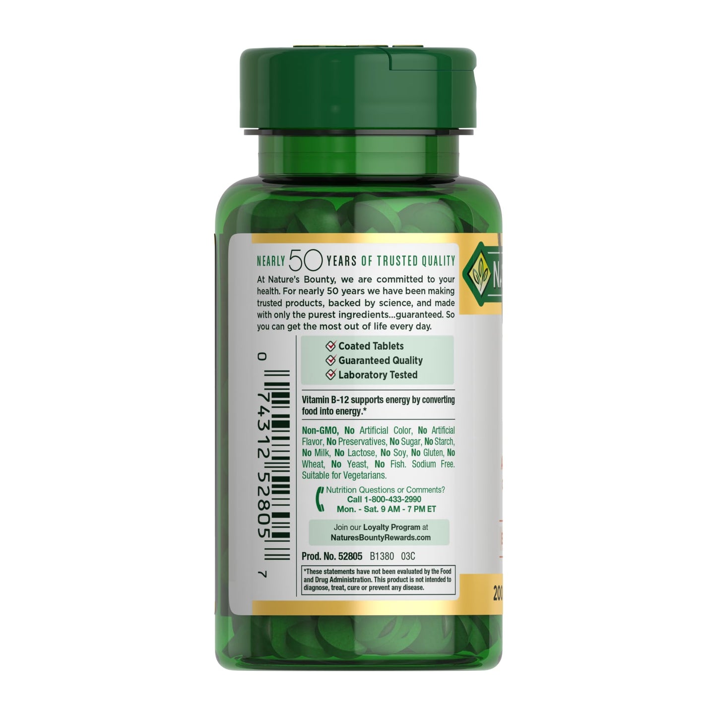 Nature's Bounty Vitamin B12 1000 mcg Tablets, 200 Count