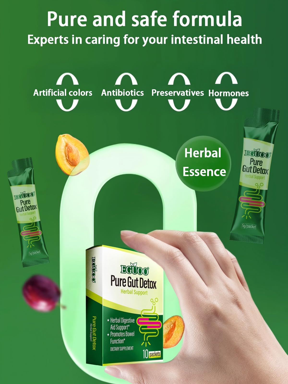 EGUOO Pure Gut Detox Powder – 10 Sachets, Bloating & Digestive Support
