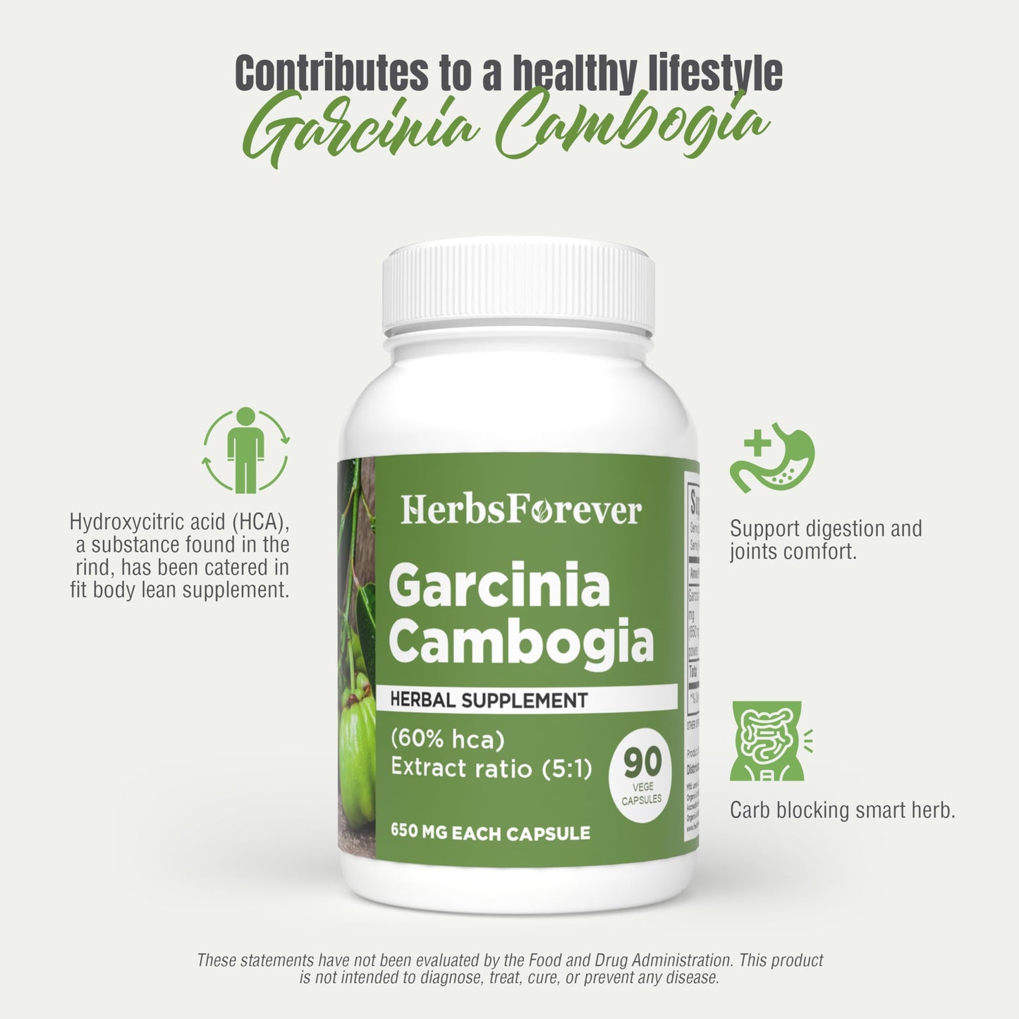 Herbsforever Garcinia Cambogia Extract Supplement Capsule 1 Count