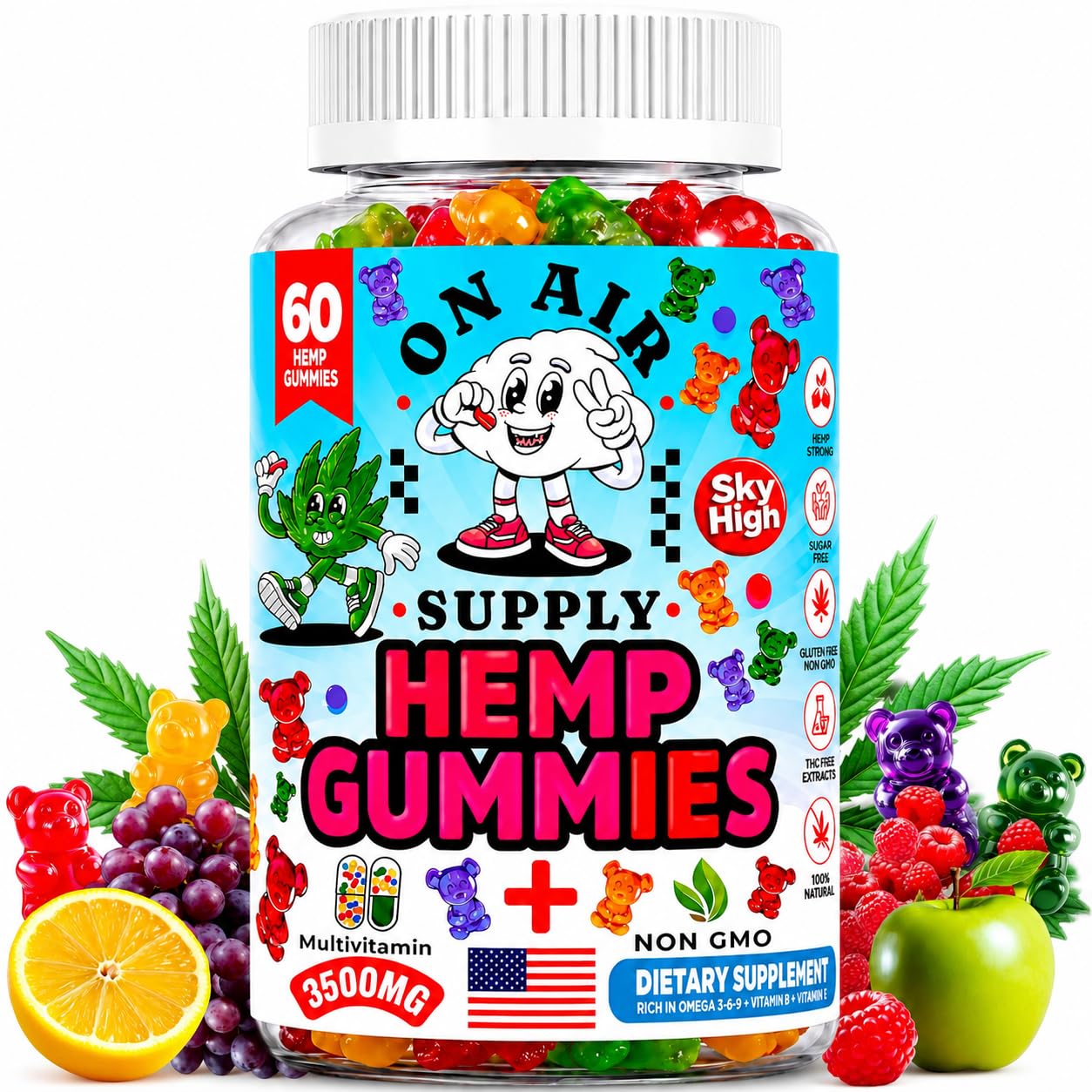 On Air Supply Hemp Gummies 3,500mg Extra Strength Gummy, 60 Count