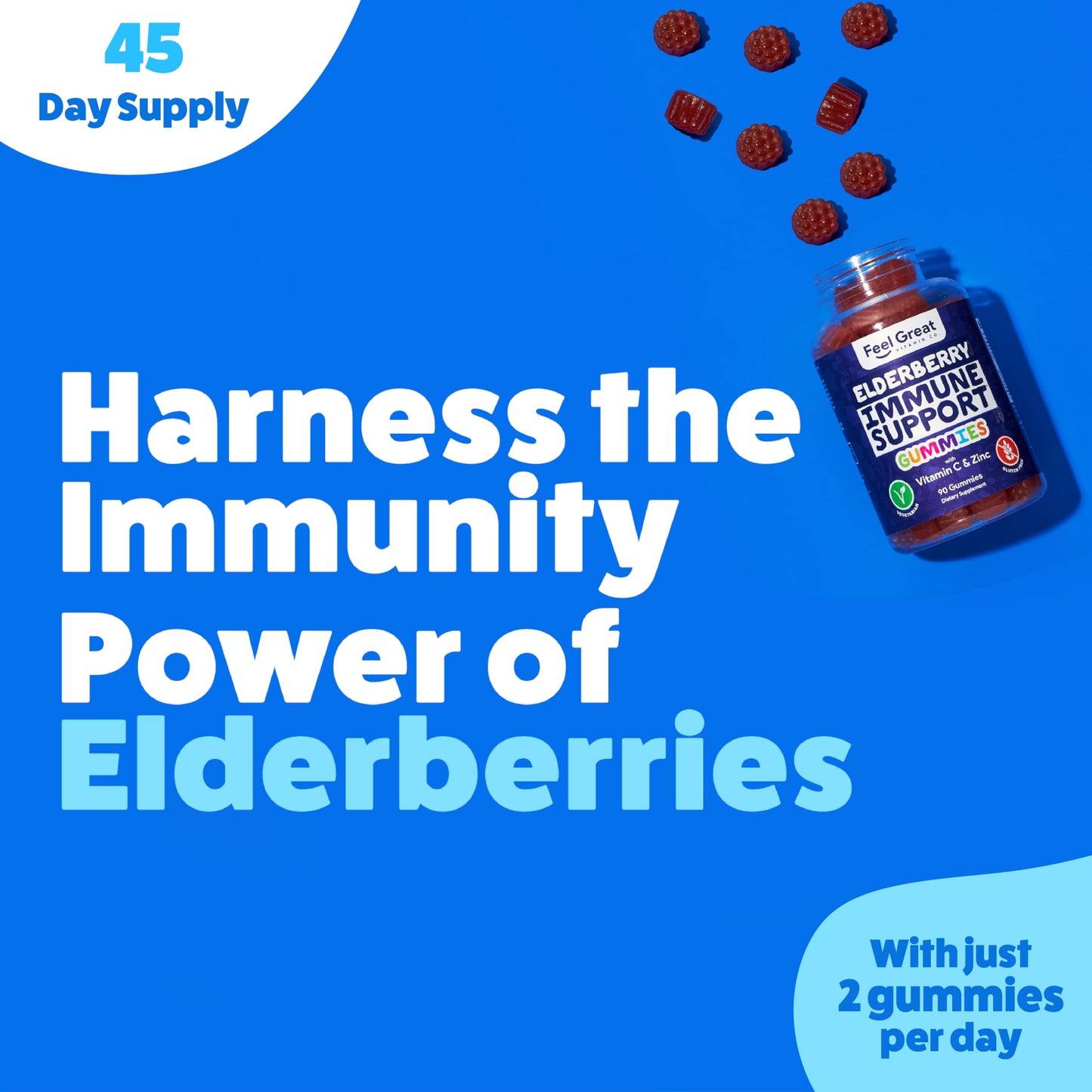 The Feel Great Vitamin Company Elderberry Gummies with Zinc & Vitamin C, Gummy, 90 Count