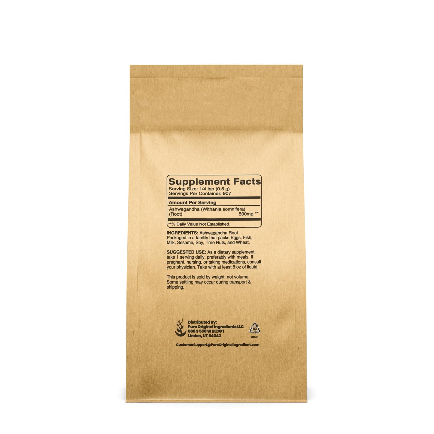 PURE ORIGINAL INGREDIENTS Ashwagandha Powder 16 Ounce