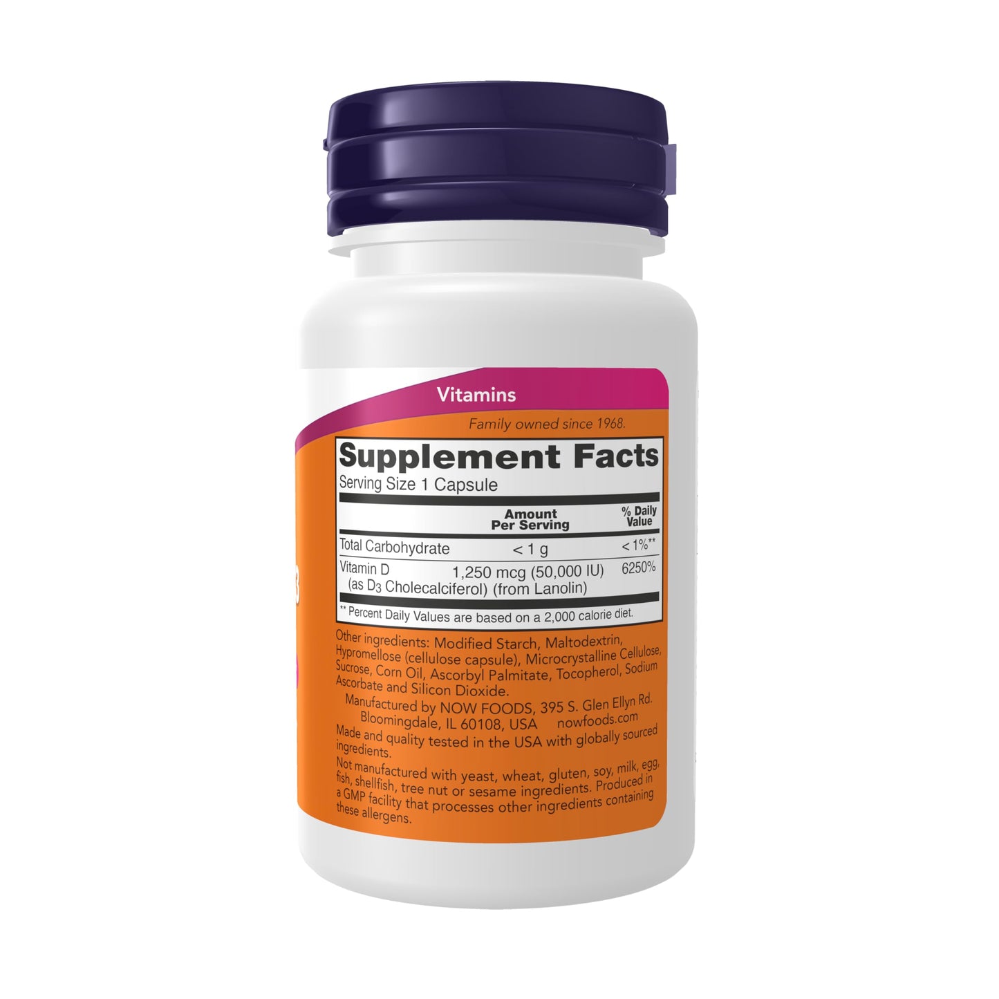 NOW Foods Vitamin D3 50,000 IU Max Potency, 15 Capsules