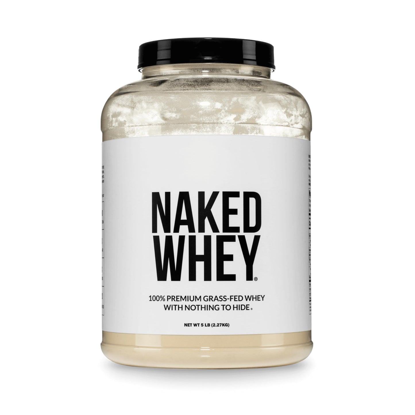 NAKED Whey Protein Powder 5 lb Unflavored, 100% Grass-Fed, NSF Certified, Undenatured, Gluten Free, Soy Free, 80 Servings