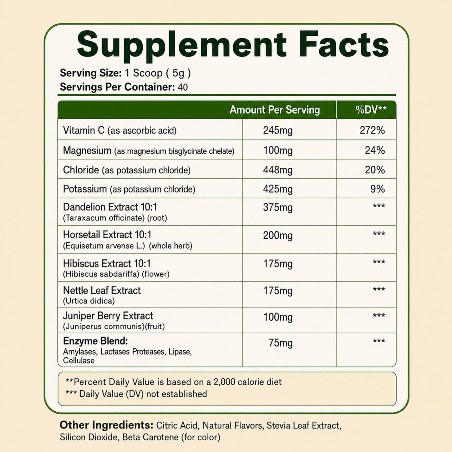 TYDOTT Debloat Powder with Vitamin C, Dandelion Root & Horsetail Extract, 7.05 Ounce