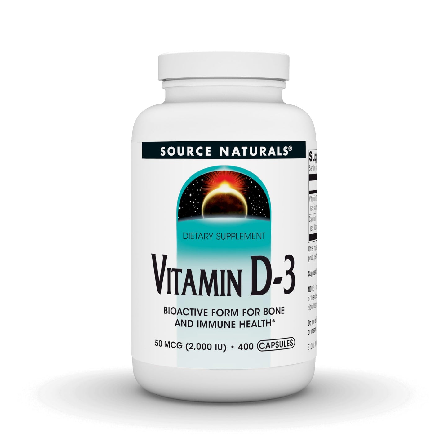 Source Naturals Vitamin D-3, Bioactive Form for Bone & Immune Health 400 Capsules