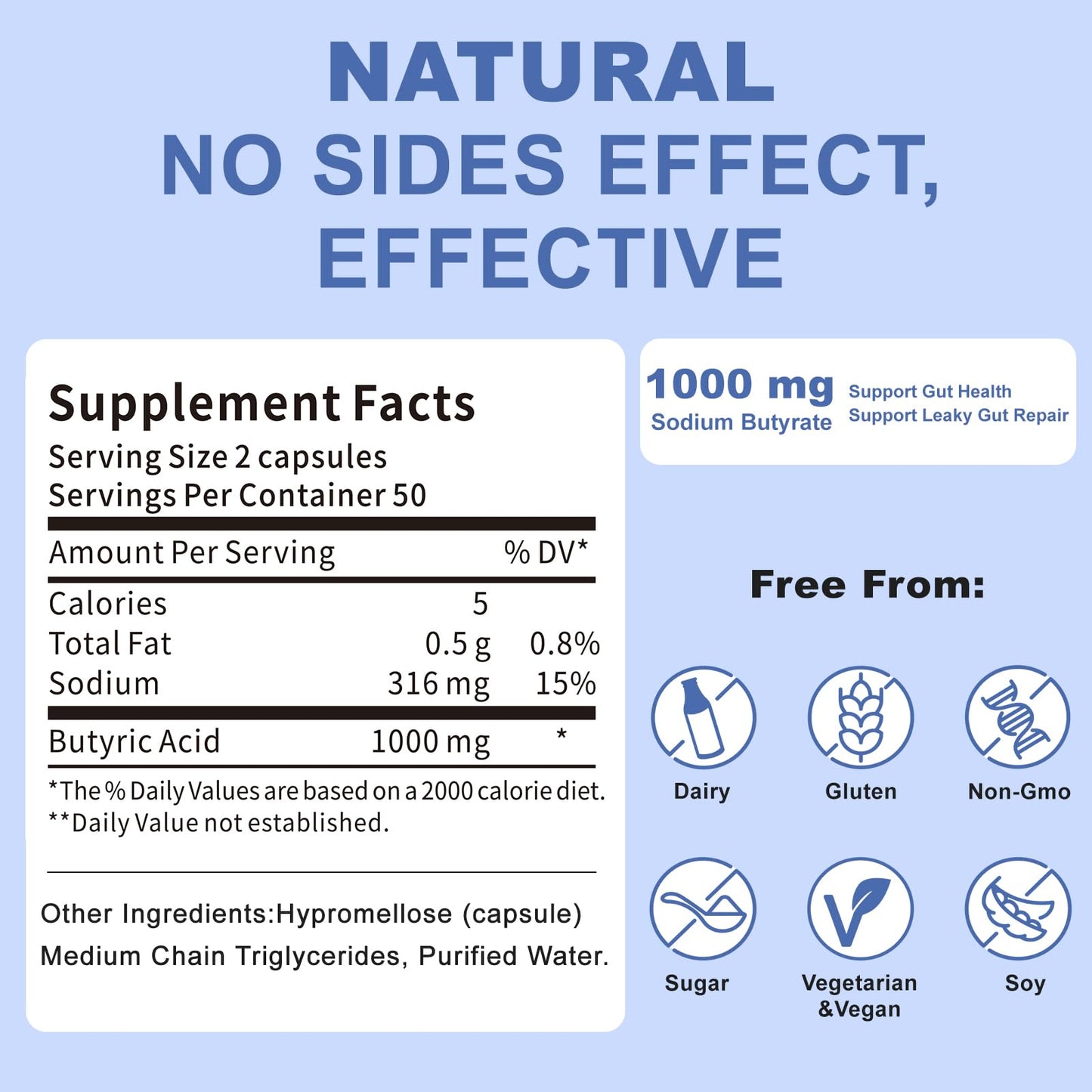 QUBIT Sodium Butyrate Supplement Capsule 100