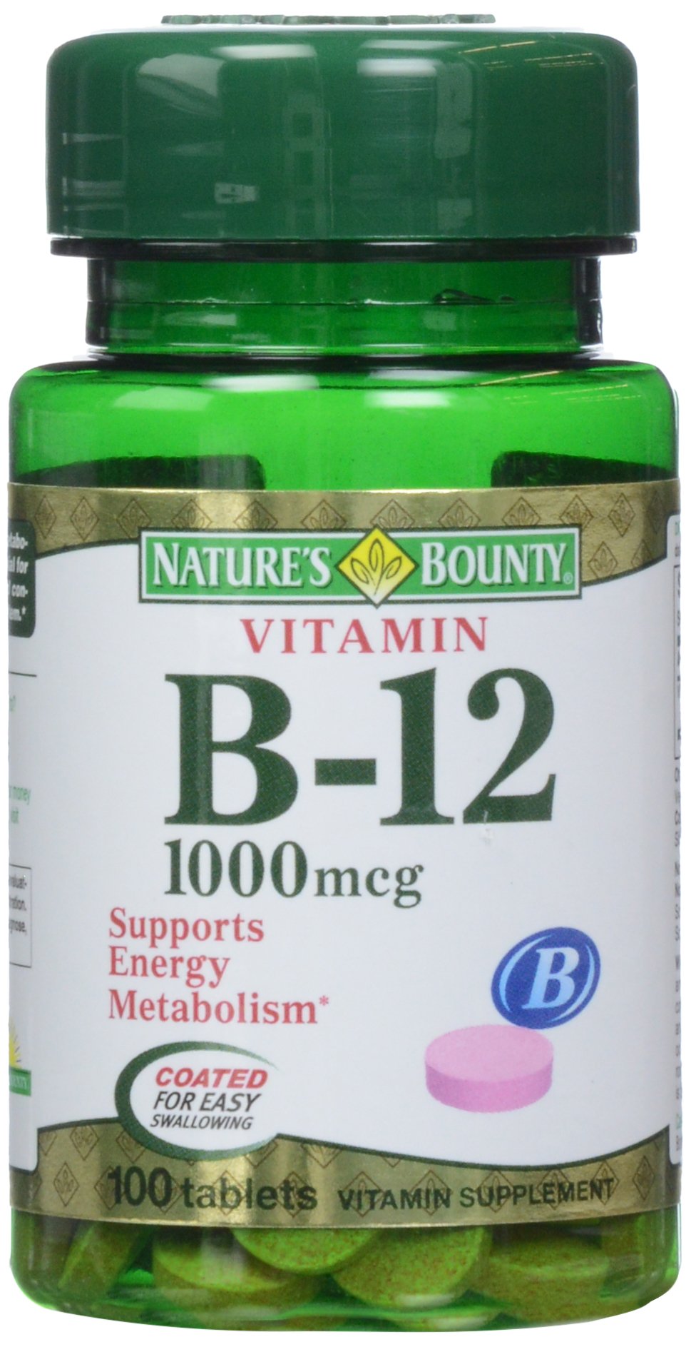 Nature's Bounty Vitamin B-12 1000 mcg Tablets, 100 Count