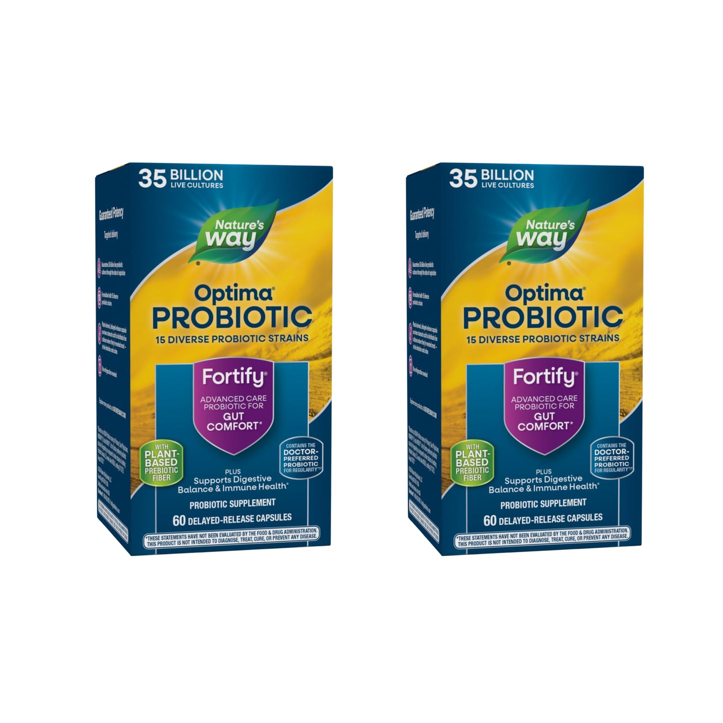 Nature's Way Fortify Optima Probiotic for Adults, 35 Billion Cultures, 15 Strains, Supports Digestive Balance and Immune Health*, No Refrigeration Required, 120 Capsules