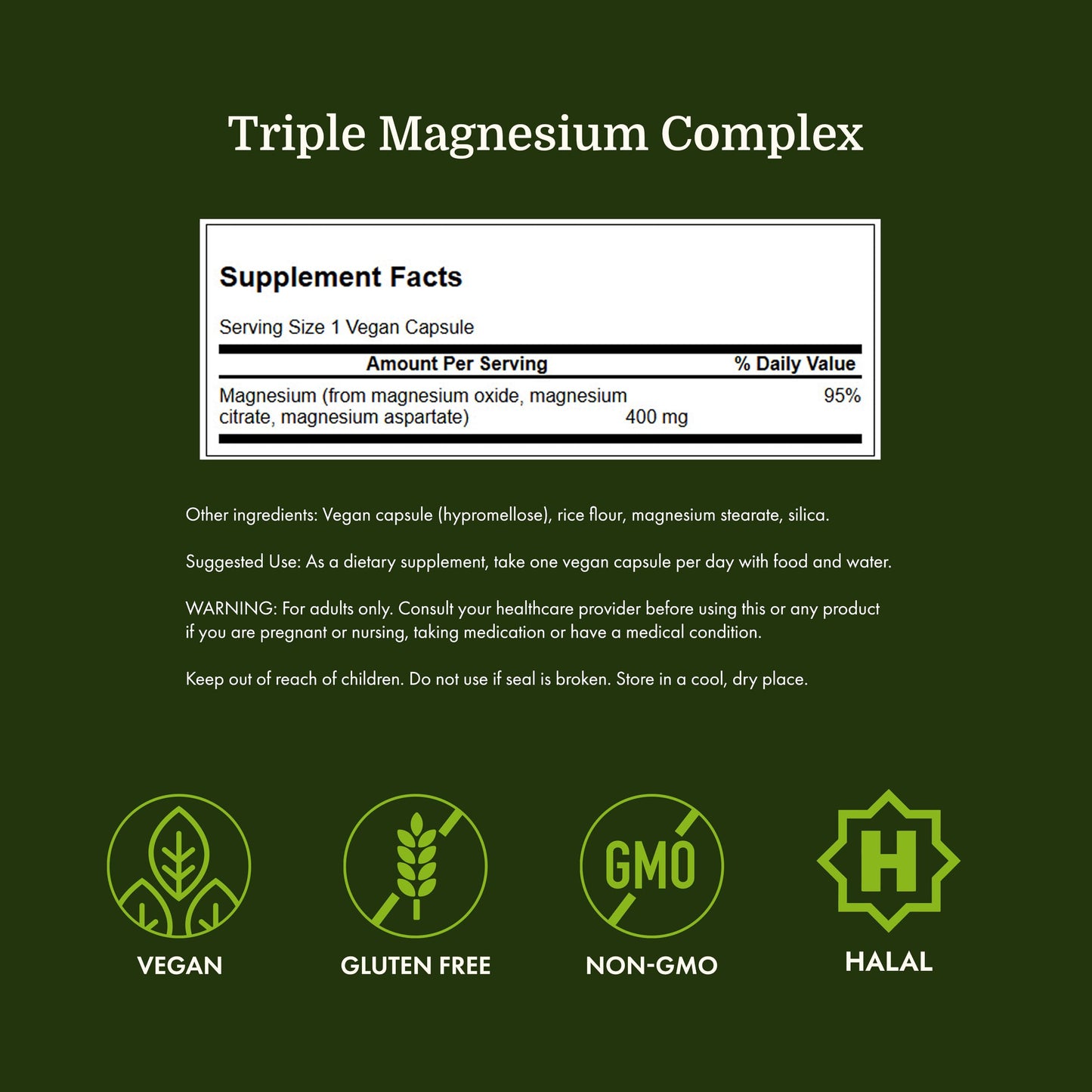 Swanson Triple Magnesium Complex Capsules 300 Capsules