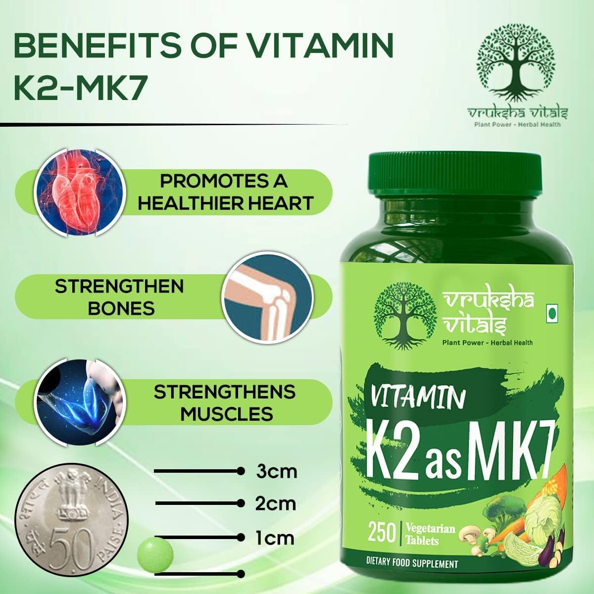 Generic Vitamin K2 as MK7 55mcg per Tablet 250 Tablets