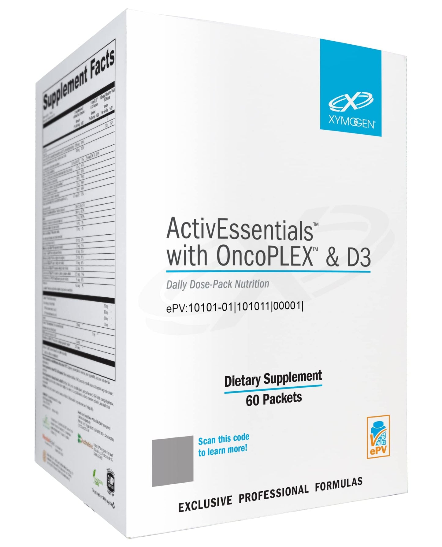 XYMOGEN ActivEssentials with OncoPLEX & D3 Daily Multivitamin, Antioxidant & Omega-3 Nutrition Packets Capsule, 60 Count