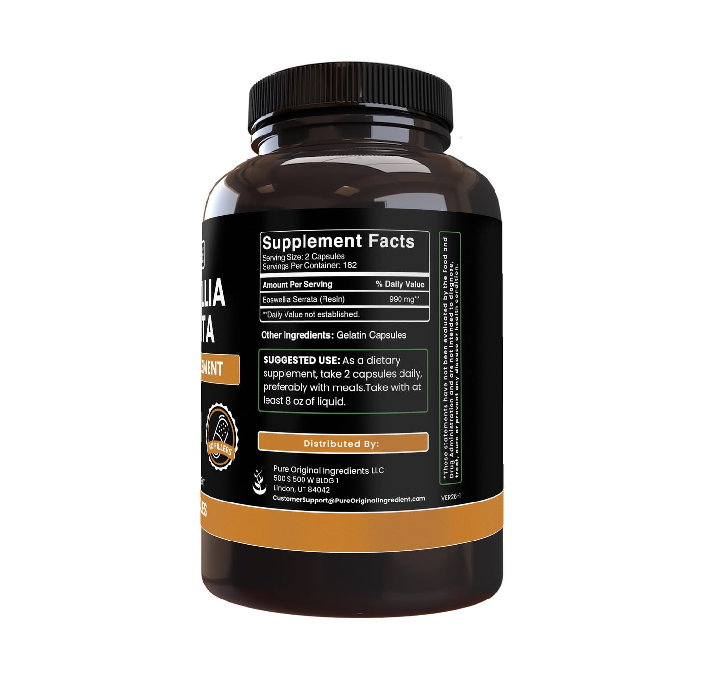 PURE ORIGINAL INGREDIENTS Boswellia Serrata Capsules, 365 Count