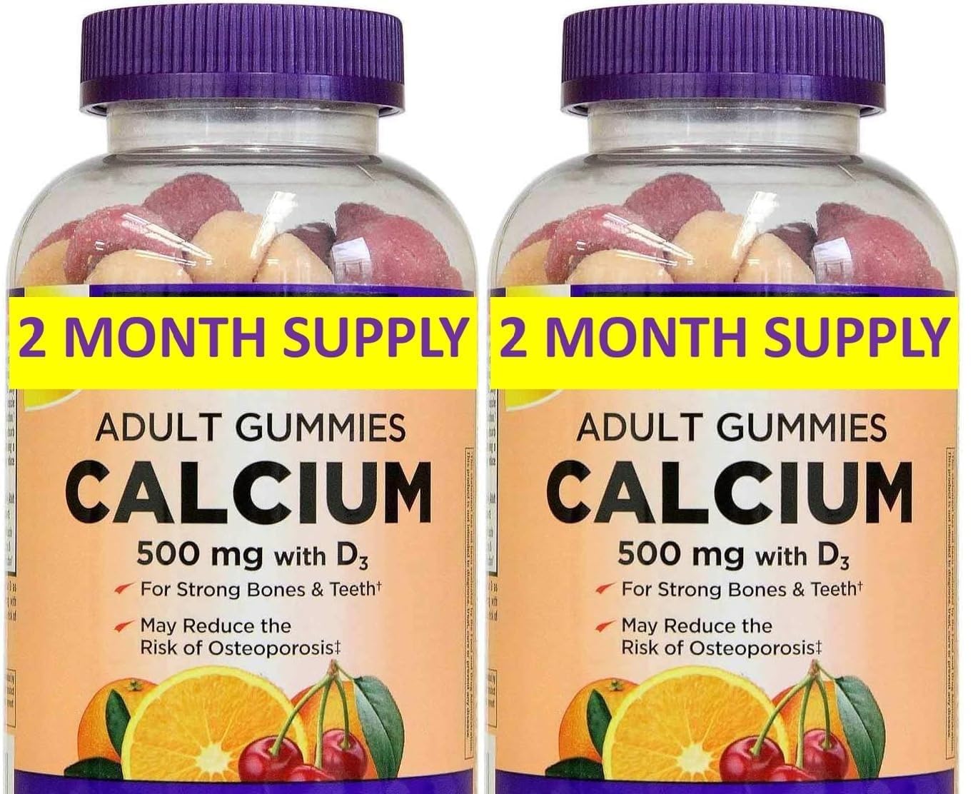 Generic Chewable Calcium Gummies 500 mg with D3, 240 Gummies