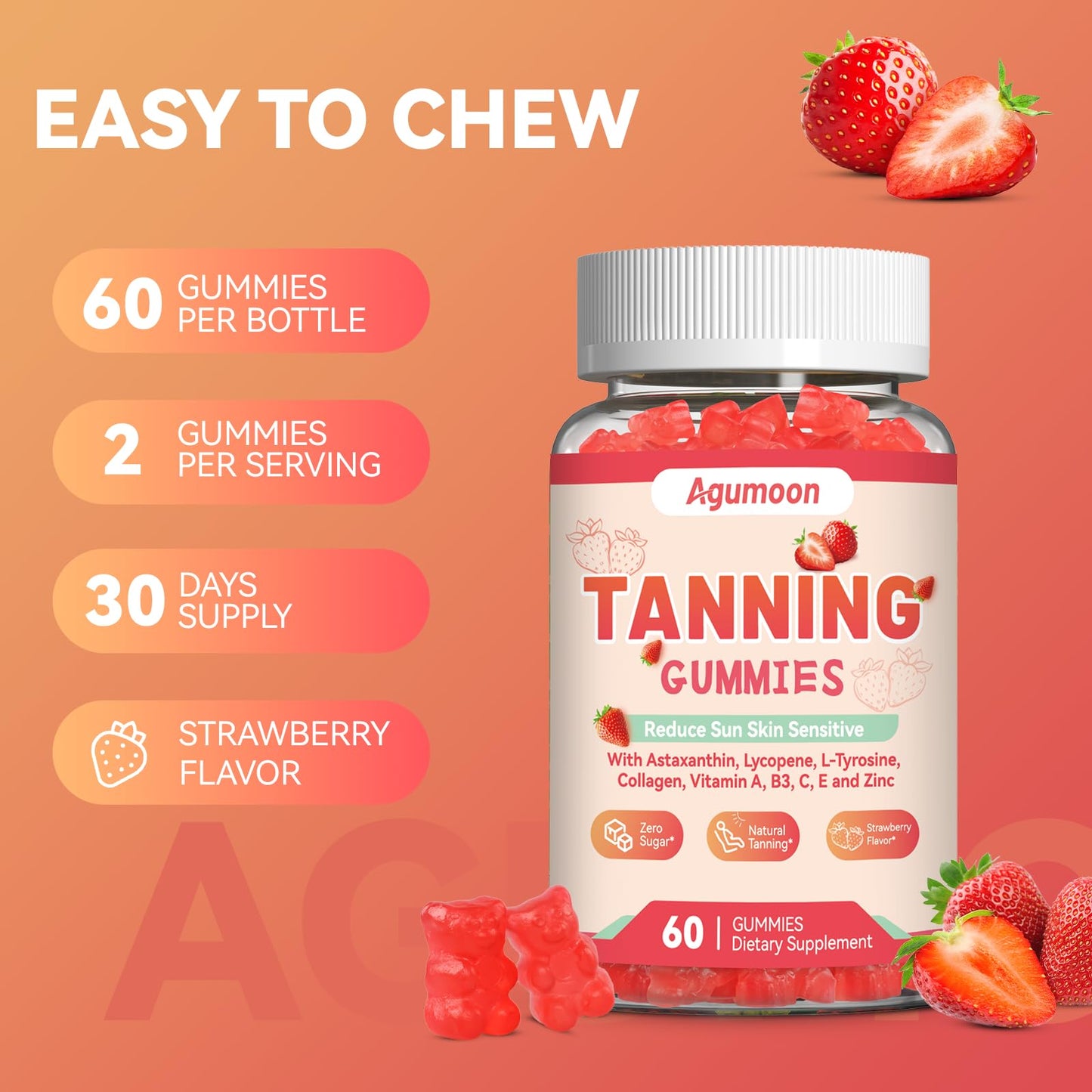 Agumoon Tanning Gummies 60 Gummies