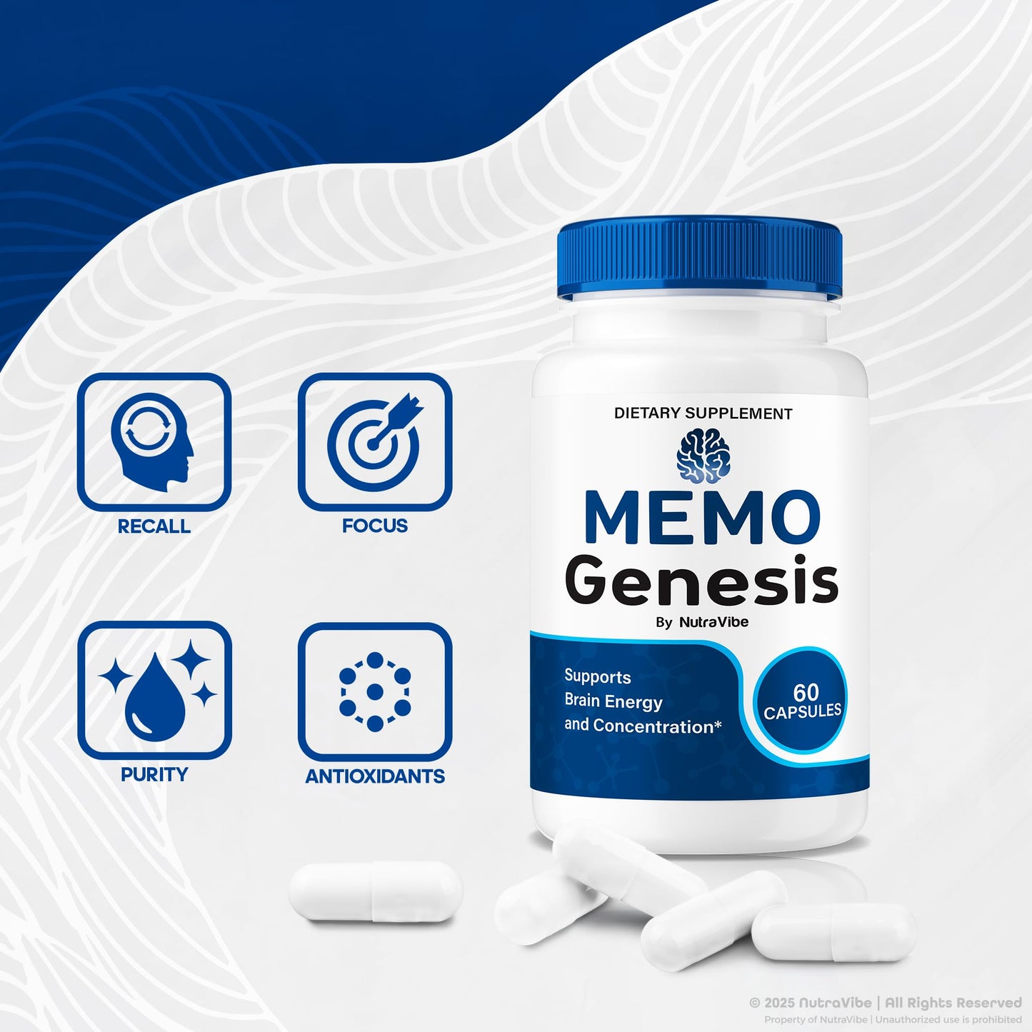 NutraVibe MemoGenesis Daily Support Formula, 180 Capsules