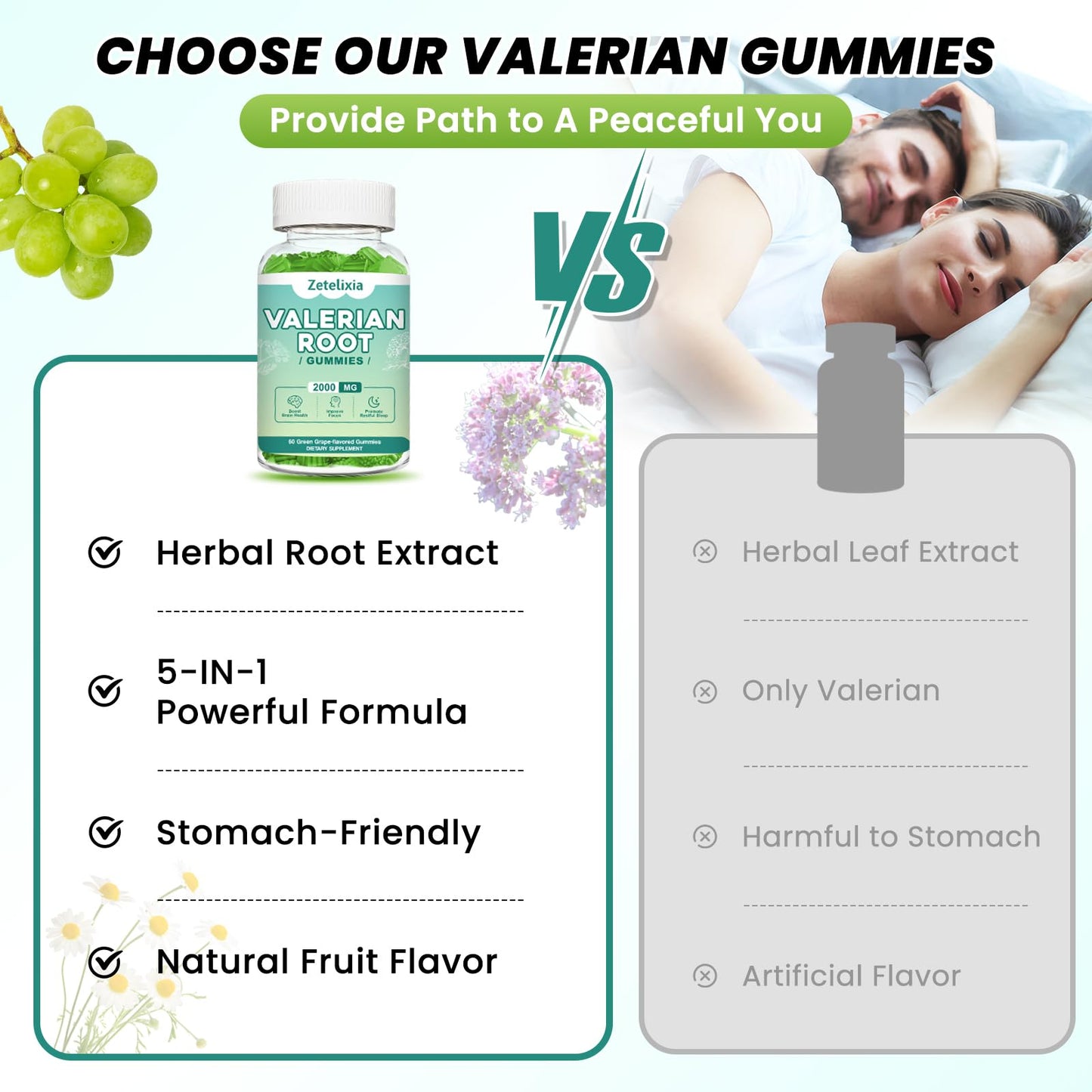 Zetelixia Organic Valerian Root Gummies, Gummies, 60 Count