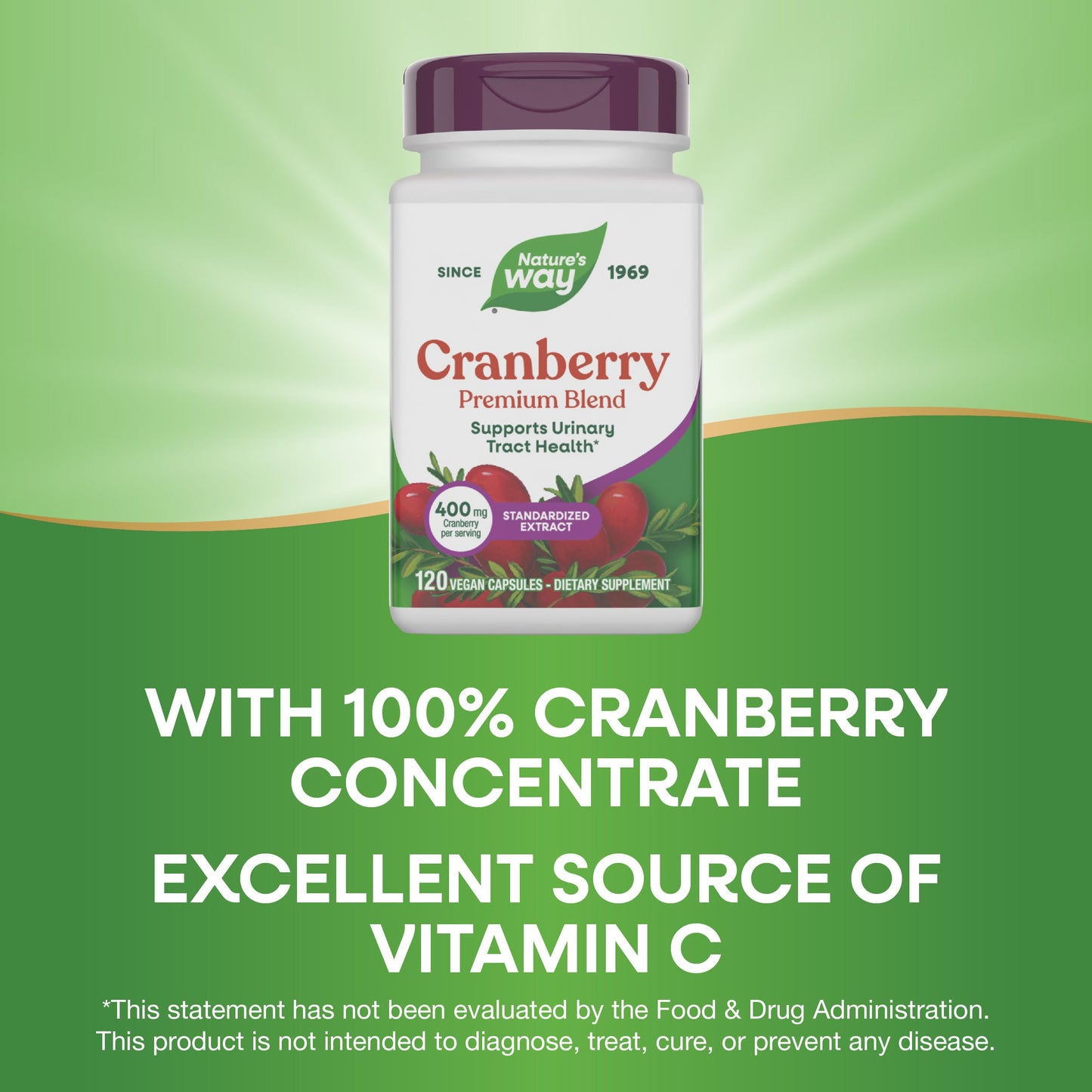 Nature's Way Premium Blend Cranberry Urinary Tract Health Support Capsule, 120 Capsules