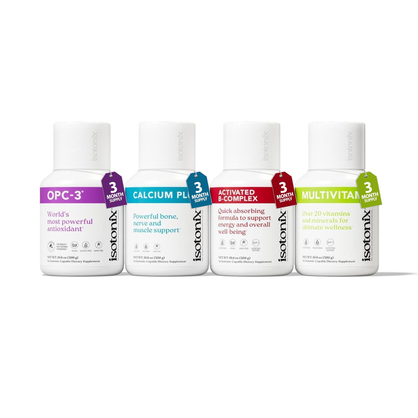Isotonix Daily Essentials Kit with Iron – Multivitamin, Calcium, B-Complex, and OPC-3 for Overall Health, Energy, and Bone Support Powder 42.4 oz