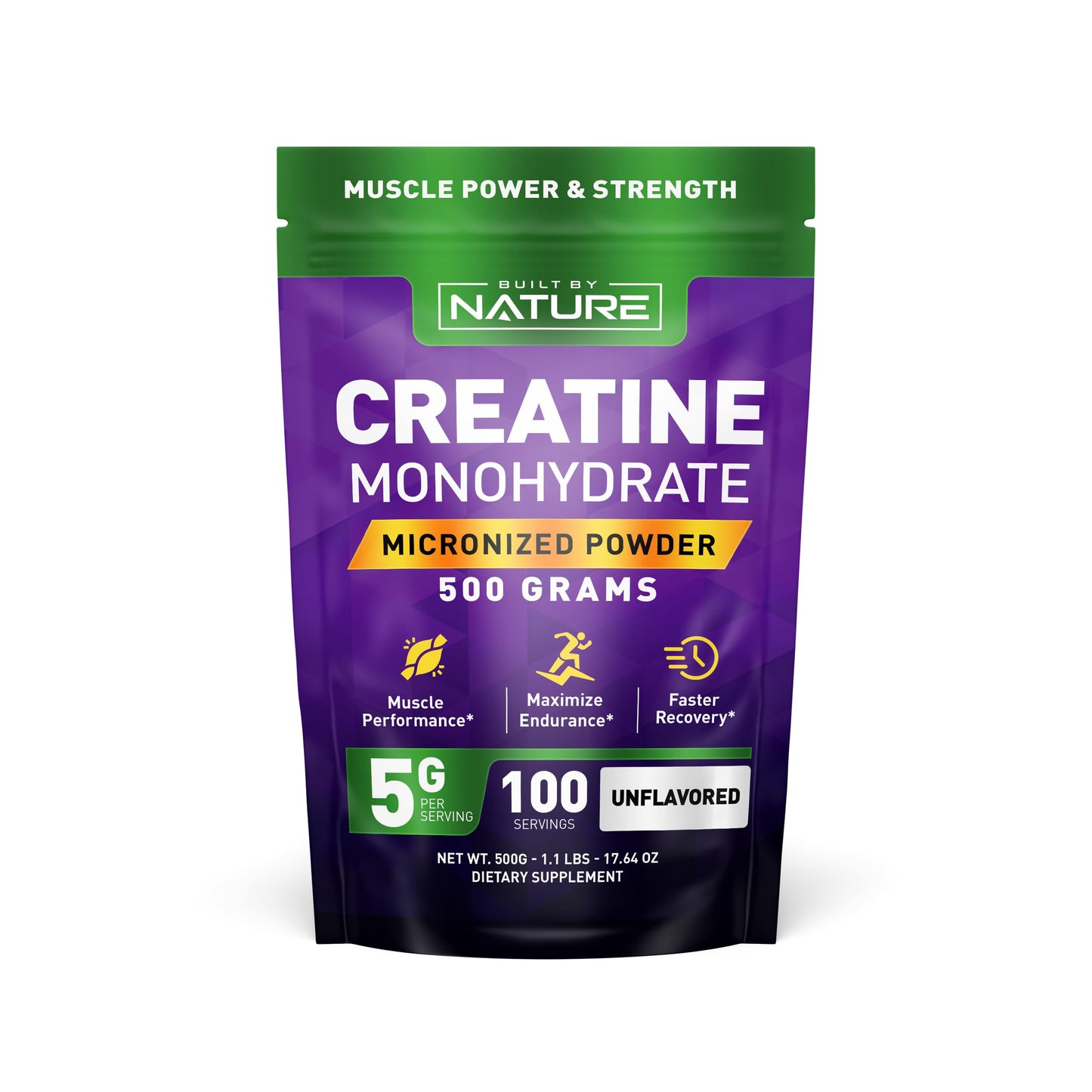 Built by Nature Creatine Monohydrate Powder 17.64 oz